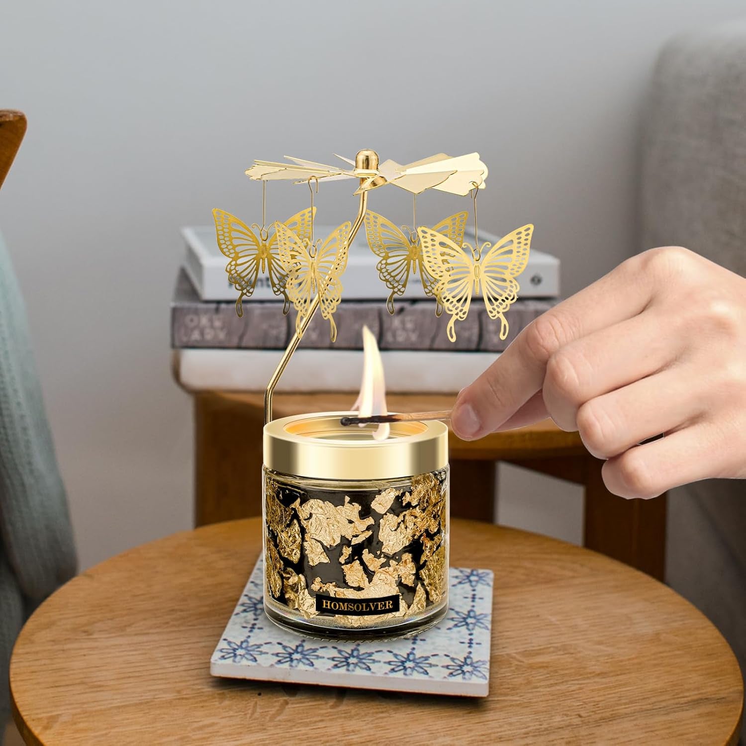 Butterfly Candle Gifts, Unique Gift for Women, Friend, Sister, Wife, Girlfriend, Anniversary, Christmas and Thanksgiving Rotatable Scented Candles for Her