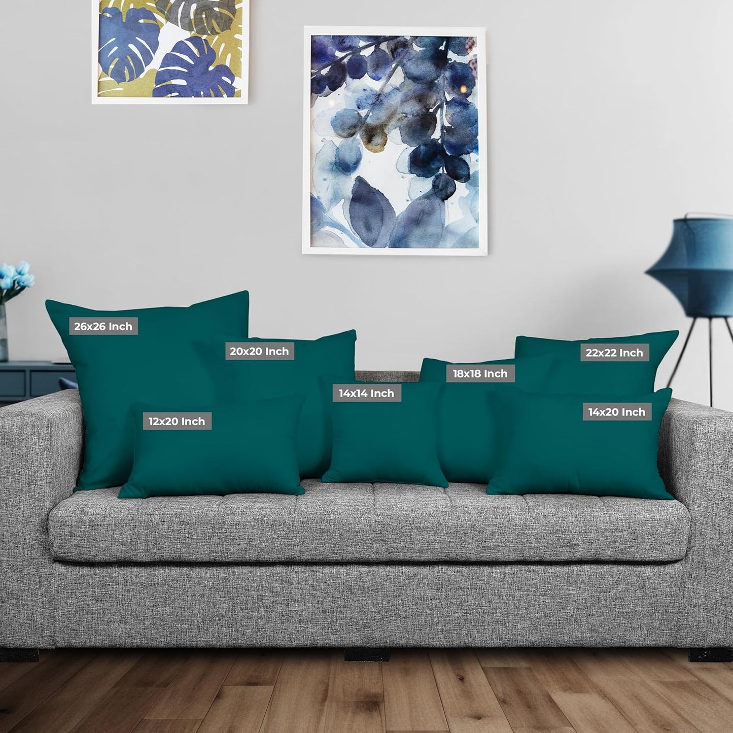 Throw Pillows Insert (Pack of 2, Dark Teal) - 18 X 18 Inches Bed and Couch Pillows - Indoor Decorative Pillow