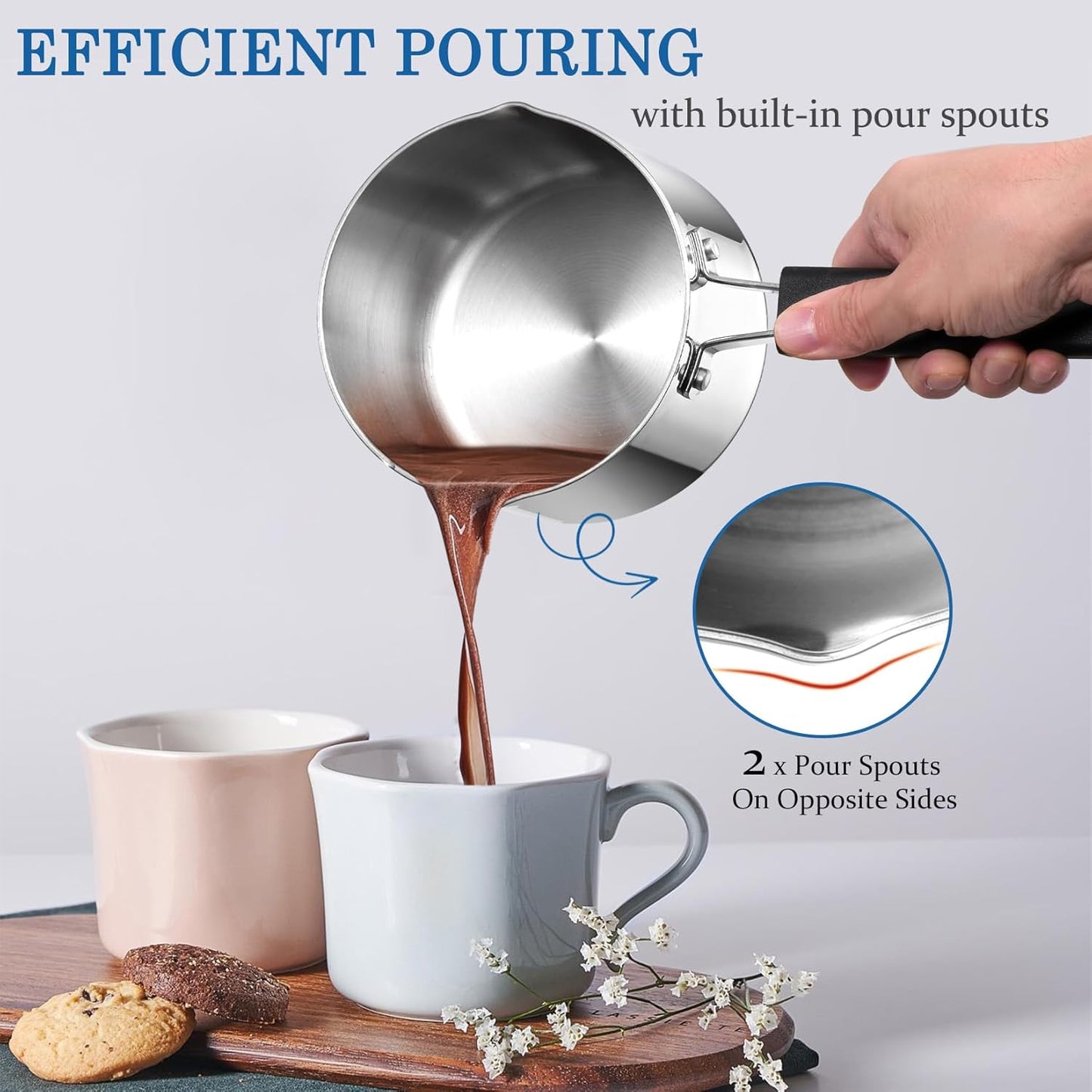 1 Qt Sauce Pan with Lid, Small Stainless Steel Sauce Pan, Tri-Ply Milk Induction Saucepan for Cooking Boiling Stewing, Heat-Proof Handle & Visible Lid, Dishwasher Safe