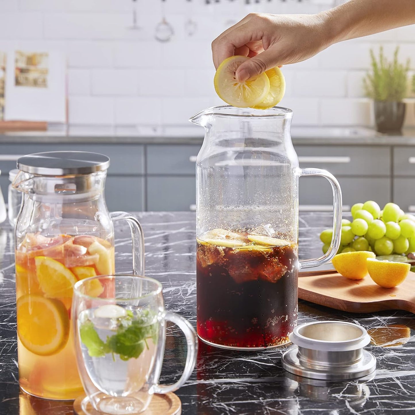 Stainless Steel Lid Replacement for All Models of Glass Pitchers except for the 1 Gallon Glass Pitcher