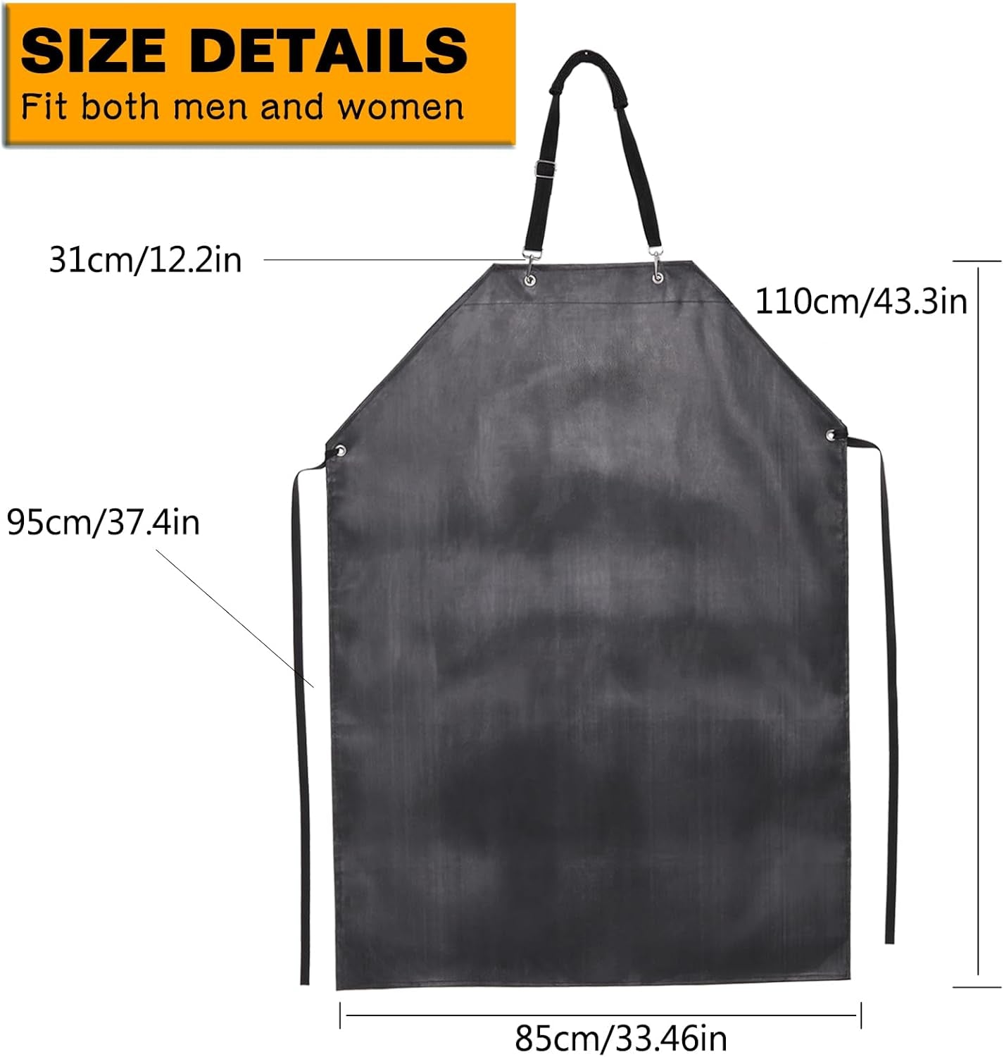 Thick Rubber Waterproof Apron, Adjustable Heavy Duty Dishwashing Apron, Work Apron for Cooking, Cleaning Fish, Gardening, Lab Work, Butcher and Dog Grooming