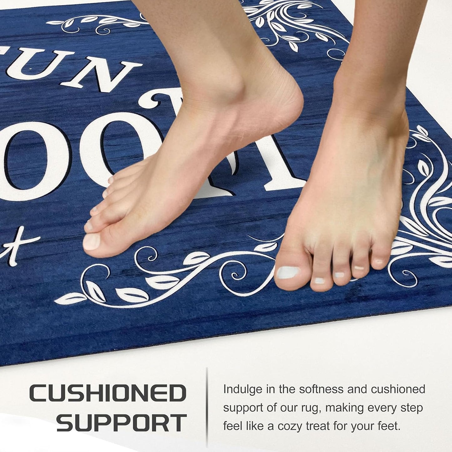 Laundry Room Rug Runner 20"X48" Non Slip Waterproof Laundry Mats for Laundry Room Decor Washable Floor Farmhouse Laundry Rug for Mudroom, Washroom, Bathroom, Navy Blue