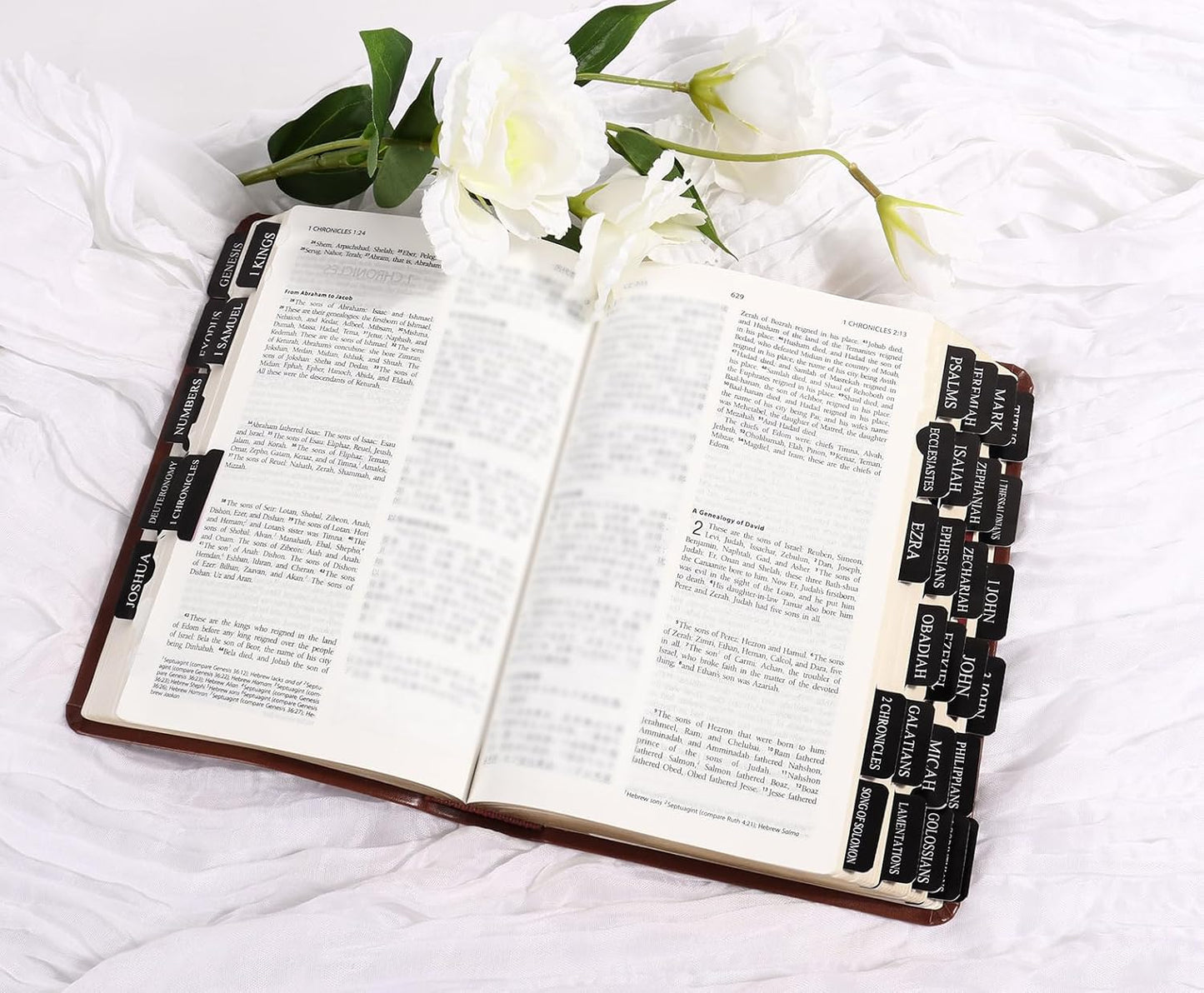 Black Bible Tabs for Men - Paper Index Tabs for Scripture Study & Chapter Markers, 66 Bible Tabs Old and New Testament and 24 Blank Custom Tabs