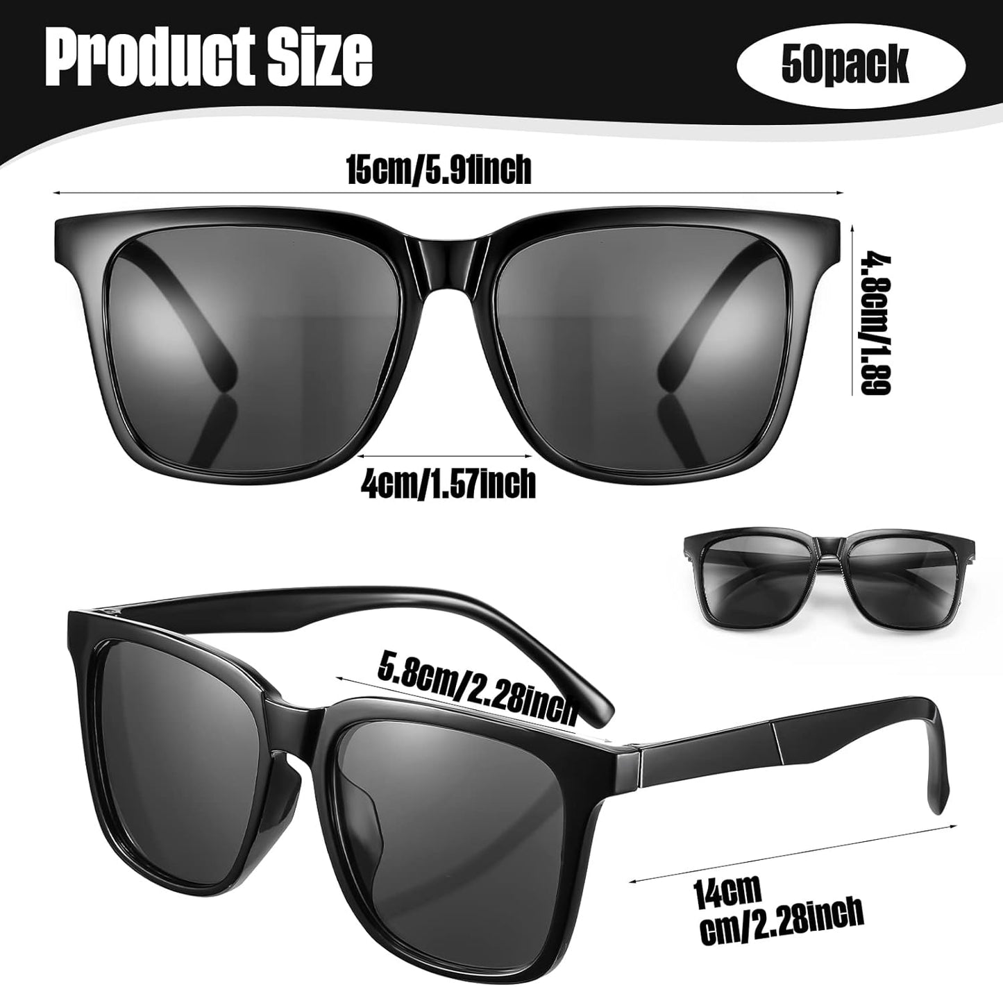 Bulk 50 Pack Neon Vintage Retro Sunglasses - Classic Eyewear for Adult Party Favors