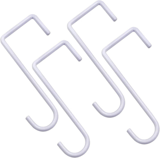 Vinyl Fence Hooks 2x6 Inches - 4-Pack White Powder Coated Steel Hangers for Plants, Planters, Bird Feeders, and Patio Lights