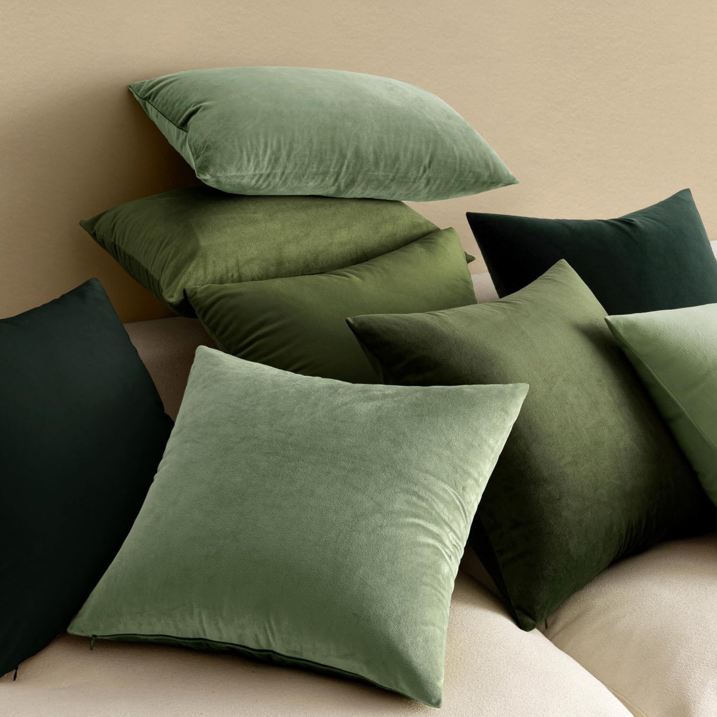 Set of 2 Velvet Soft Solid Decorative Square Throw Pillow Covers - 18x18 Inch (45x45 cm) for Sofa, Bedroom, Couch, and Car - Ideal for Christmas and Spring Decor