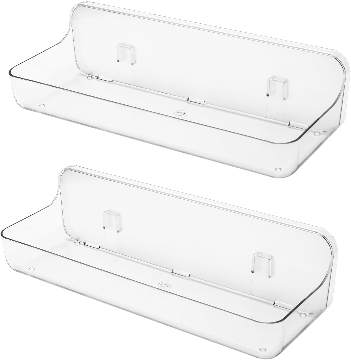 2Pc Acrylic Wall Mount Organizer, Adhesive Shelf, Bathroom Shelves for Wall, Self Adhesive Organizer, Shower Caddies, No Drilling Hang Wall,With 3Pack Tapes, for Bathroom, Kitchen, Living Room