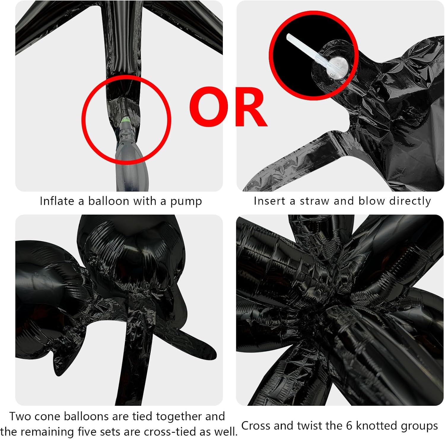 Star Balloons 60Pcs Black Balloon 12 Spike Foil Balloons Explosion Mylar Cone Balloon Magic Party Decorations Backdrops for Halloween Graduation Birthday Wedding Anniversary Retirement