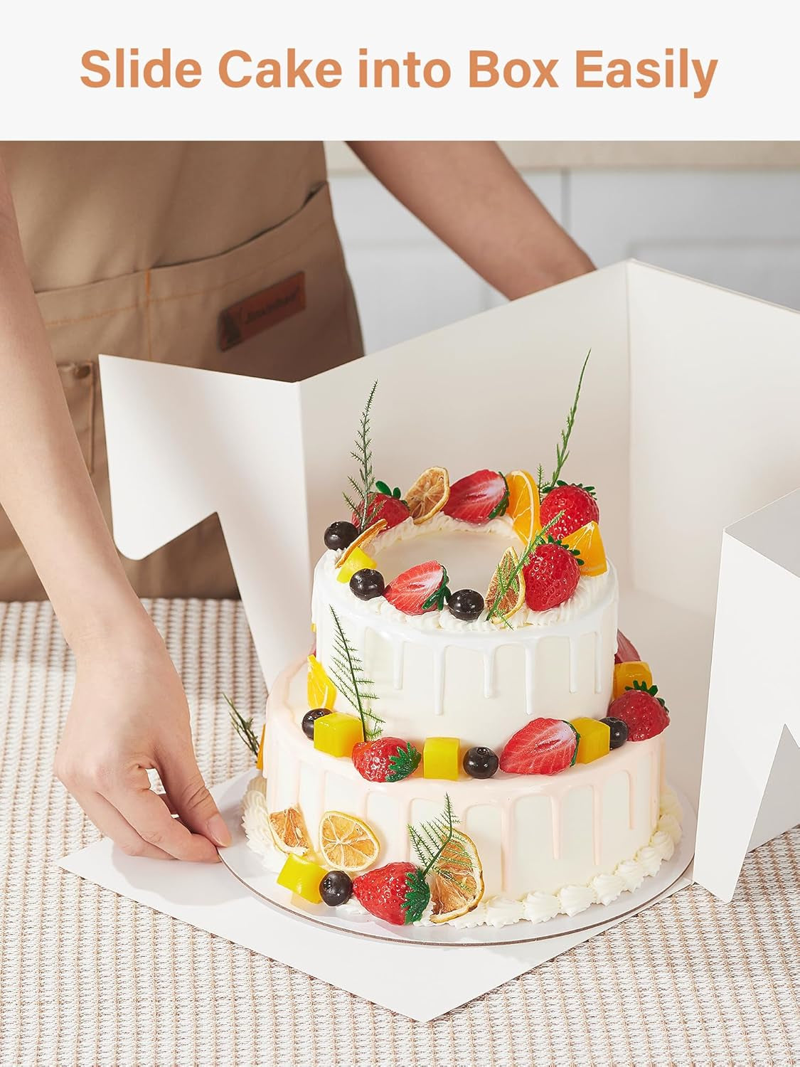 10 Sets Cake Boxes with Cake Boards, 10X10X8 Inch White Tall Cardboard Containers for Multi-Layer Desserts, Perfect for Decorating, Mother'S Day & Bakery Use