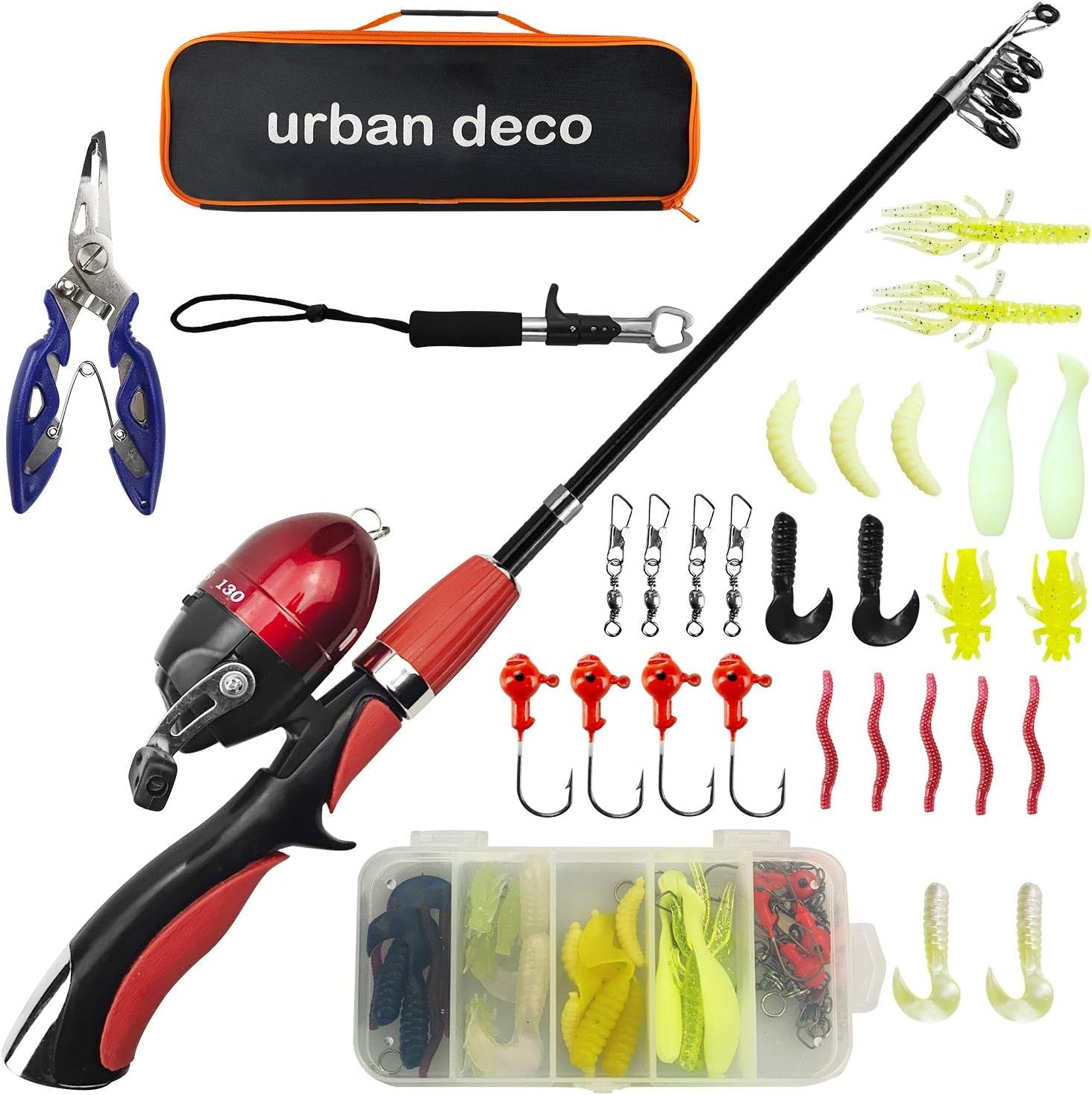 Kids Fishing Pole Set Portable Telescopic Kids Fishing Rod and Reel Combo Kit with Tackle Box for Beginners, Boys,Girls,Youth,Children