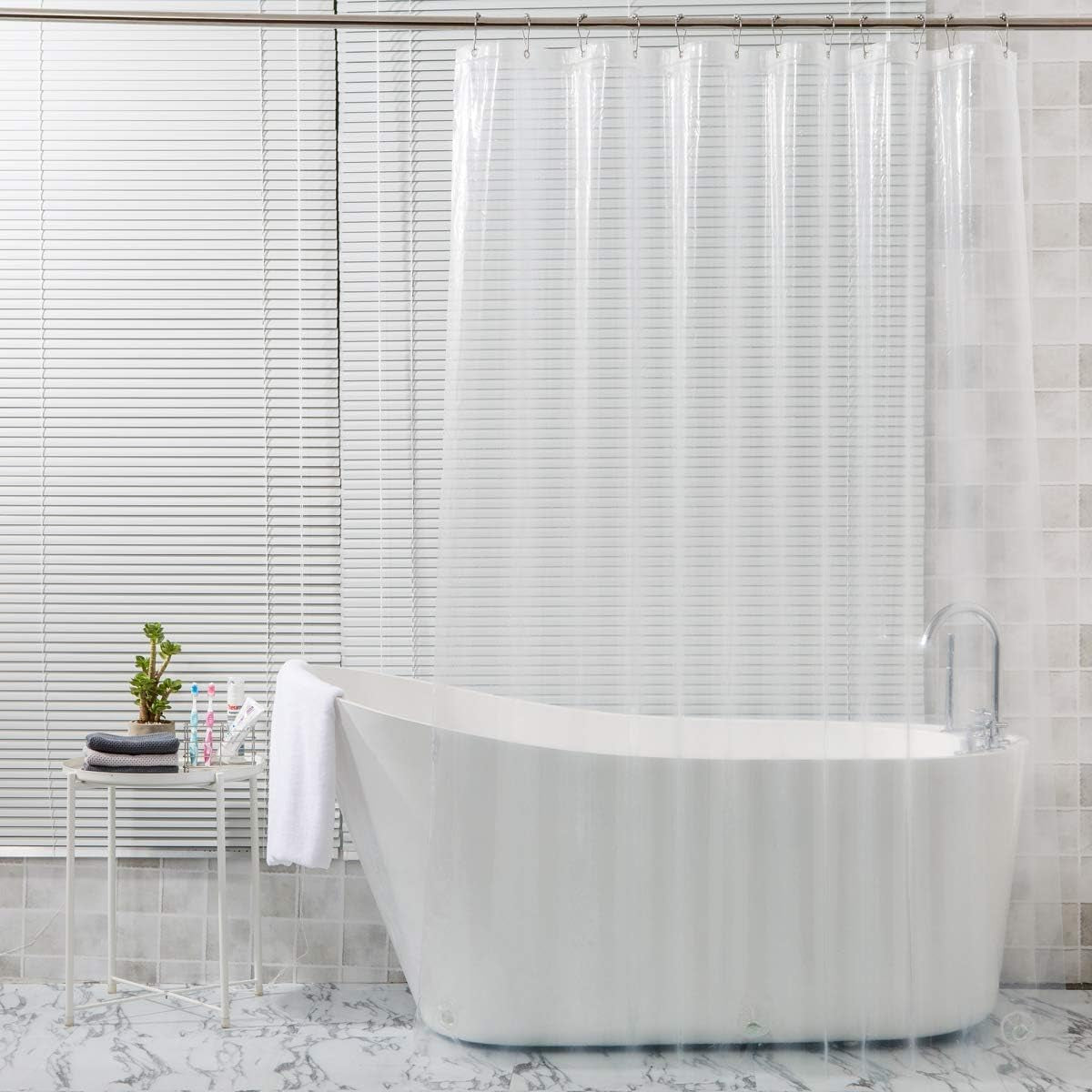 Set of Plastic Shower Curtain and Bath Tub Mat