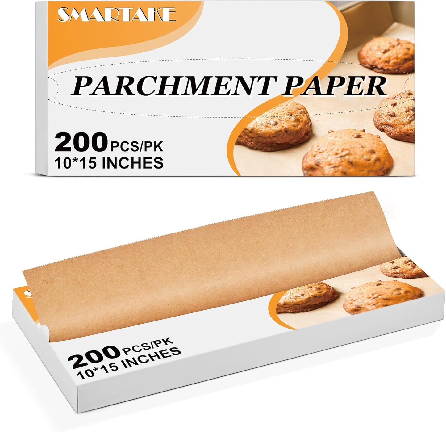 200 Pcs Pop-Up Parchment Paper Sheets, 10.7X15 Inch Pre-Cut Parchment Paper for Baking, Non-Stick Greaseproof Baking Paper for Grilling Wrapping Air Frying, Compact Volume, Unbleached