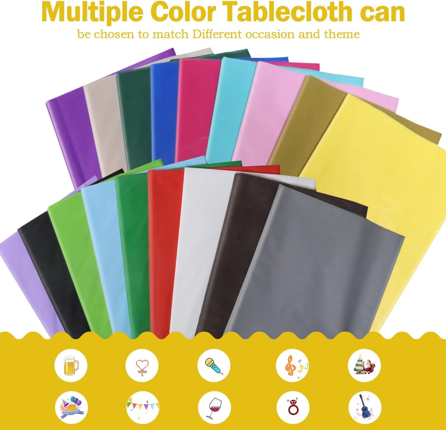 Green 6 Pack Plastic Table Cloth 54" X 108", Disposable Tablecloths Rectangle Table Cover, Plastic Tablecloth for Parties