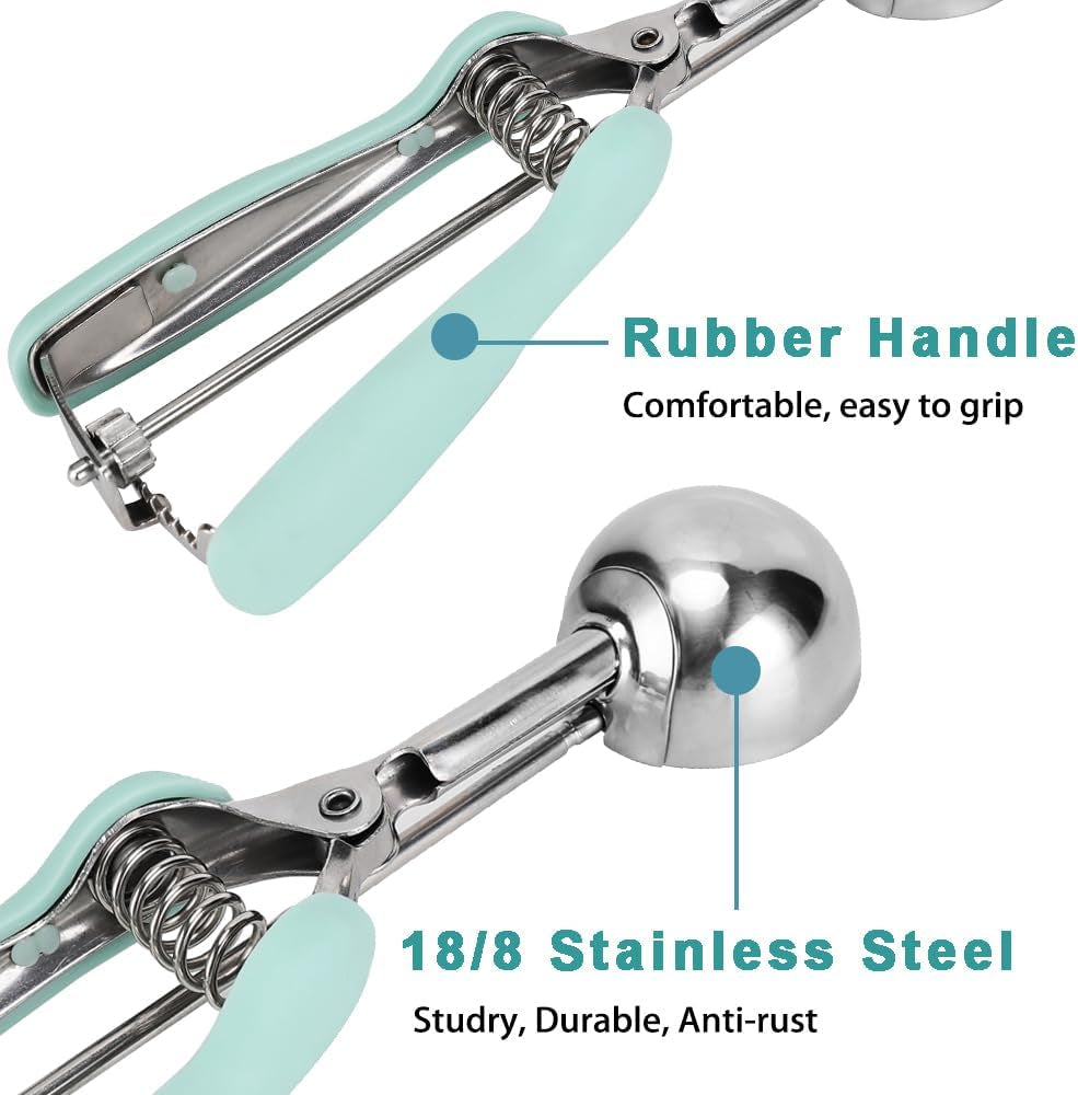 Cookie Scoop 1.5 Tablespoon, Size #50 Cookie Dough Scoop, Cookie Scoop for Baking, Mint, Spring-Loaded Scoop, Comfortable Grip
