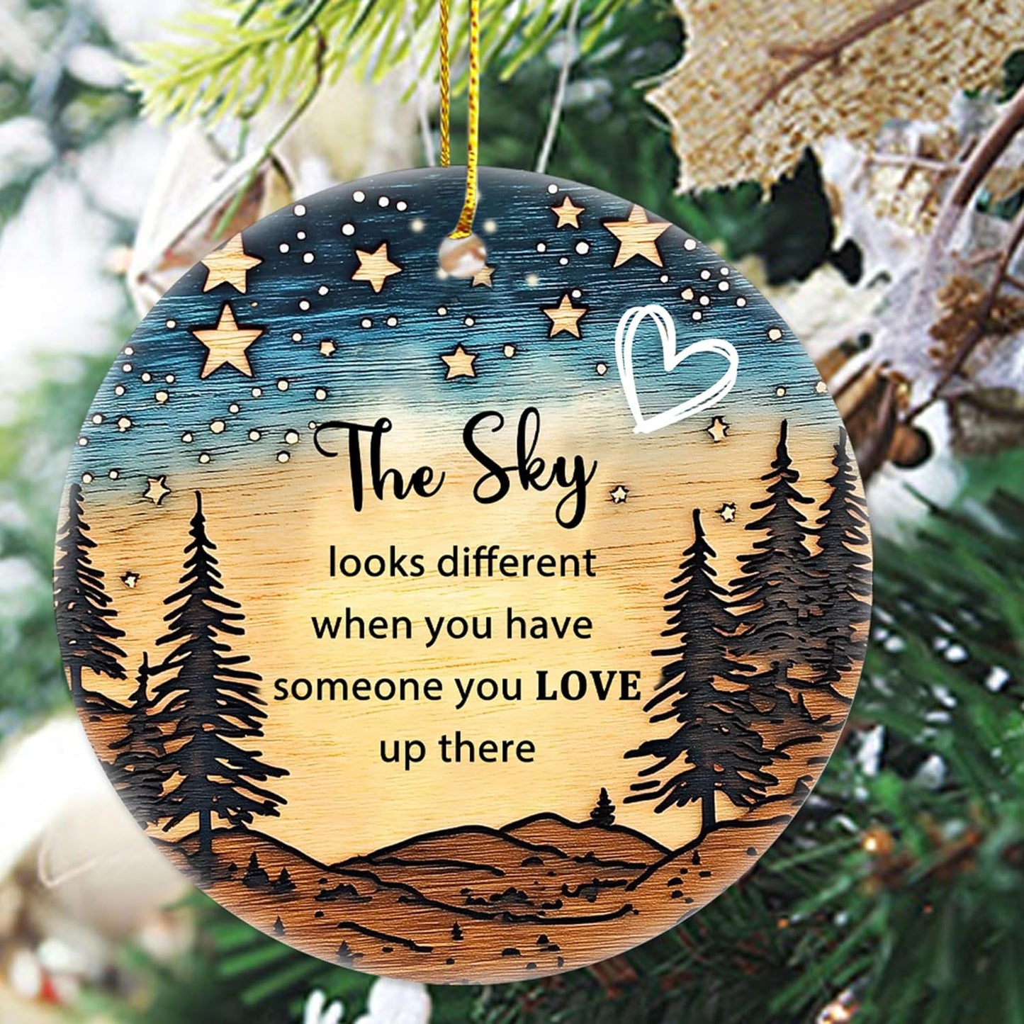 The Sky Looks Different Ornament Memorial Ornament Remembrance Christmas Ceramic Ornament Trees Family Remembrance Keepsake Christmas Gift for Loss of Loved One