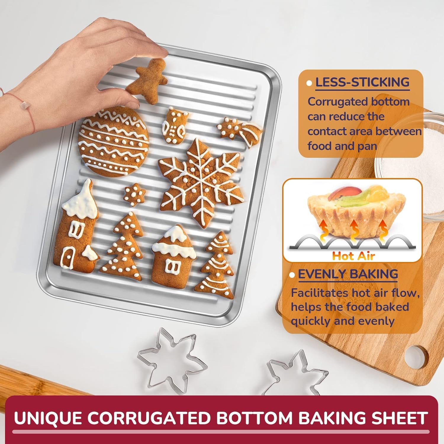 9 X 7 X 1 Inch Mini Toaster Oven Pan, Stainless Steel Small Baking Pan Oven Tray for Cooking & Roasting, Corrugated Bottom, Healthy & Sturdy, Dishwasher Safe - 1Pc
