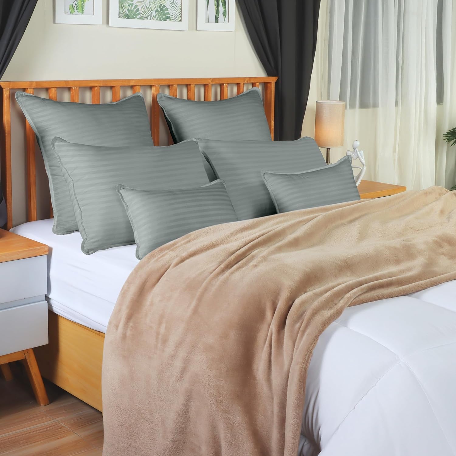 Bed Pillows for Sleeping Queen Size (Light Grey), Set of 2, Cooling Hotel Quality, for Back, Stomach or Side Sleepers