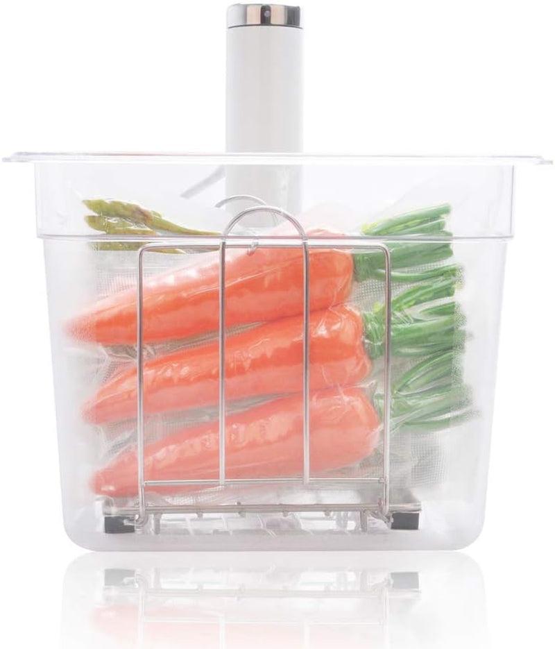 Weighted Sous Vide Rack Divider, Improved Vertical Mount Stops Wobbling, 5 Detachable Stainless Steel Dividers and 2 Built-In Holder Dividers