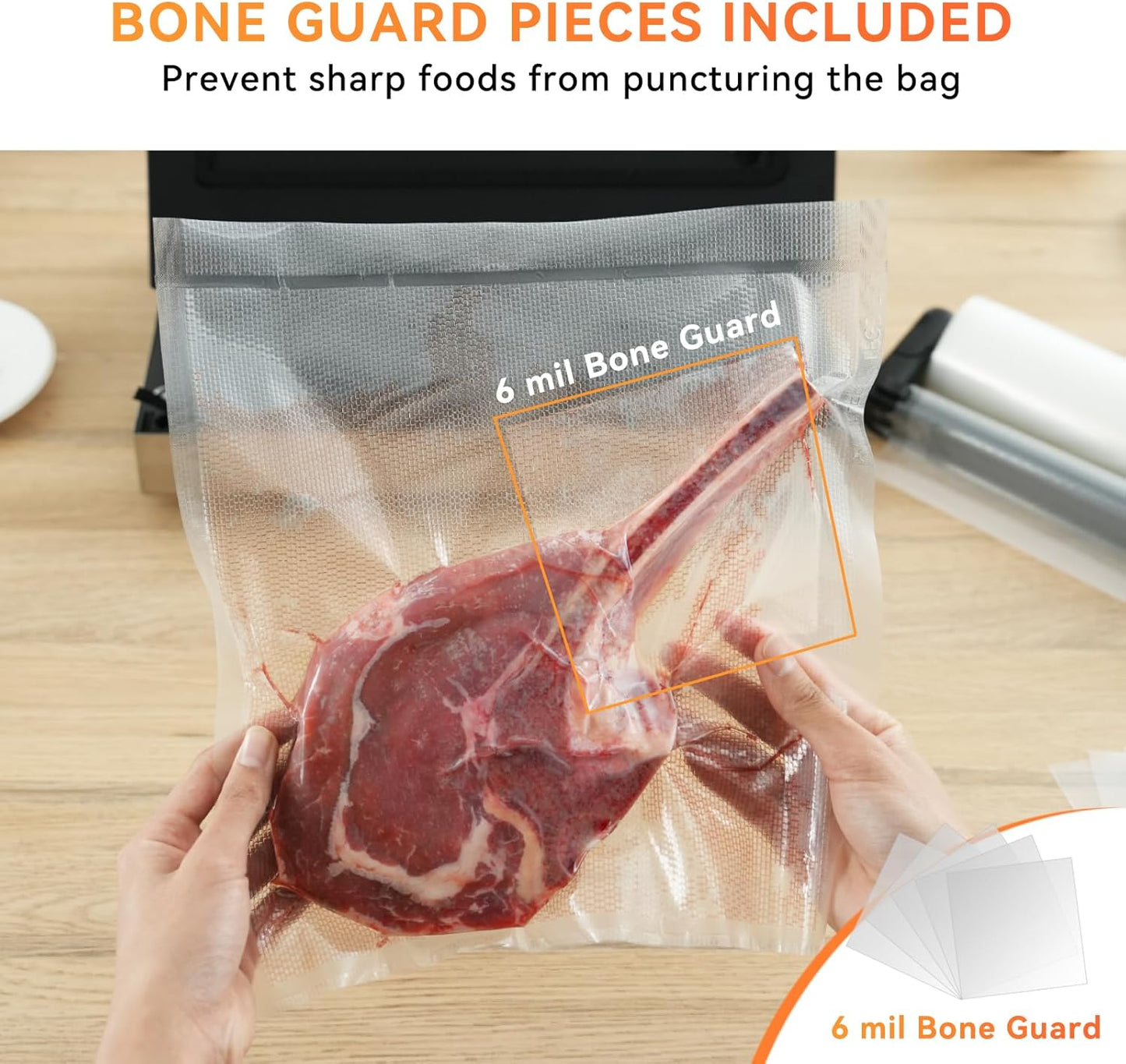 Rolls with Dispenser - 4 Pack 2 Rolls 8"X20' & 2 Rolls 11"X20', Vacuum Sealer Bags, Leakproof Heavy Duty Food Storage for Sous Vide, Meal Prep, Freezer, Compatible with Food Saver, Core
