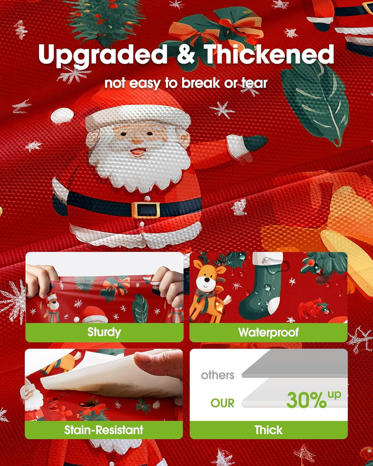 Plastic Table Cloth Disposable 10 Pack, 54 X 108 Inch Table Cloths for Parties, Decorative Tablecloths for Rectangle Tables, Christmas Tablecloth Plastic, Leakproof & Sturdy, Christmas Red