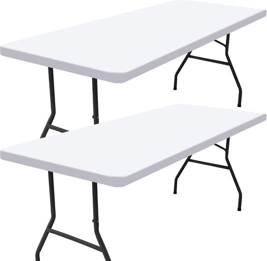 2 Pack Rectangle Picnic Table Cloth, Waterproof Elastic Fitted Tablecloths, Washable Polyester Rectangular Patio Table Cover for Camping, Indoor and Outdoor (White, 30"X48")