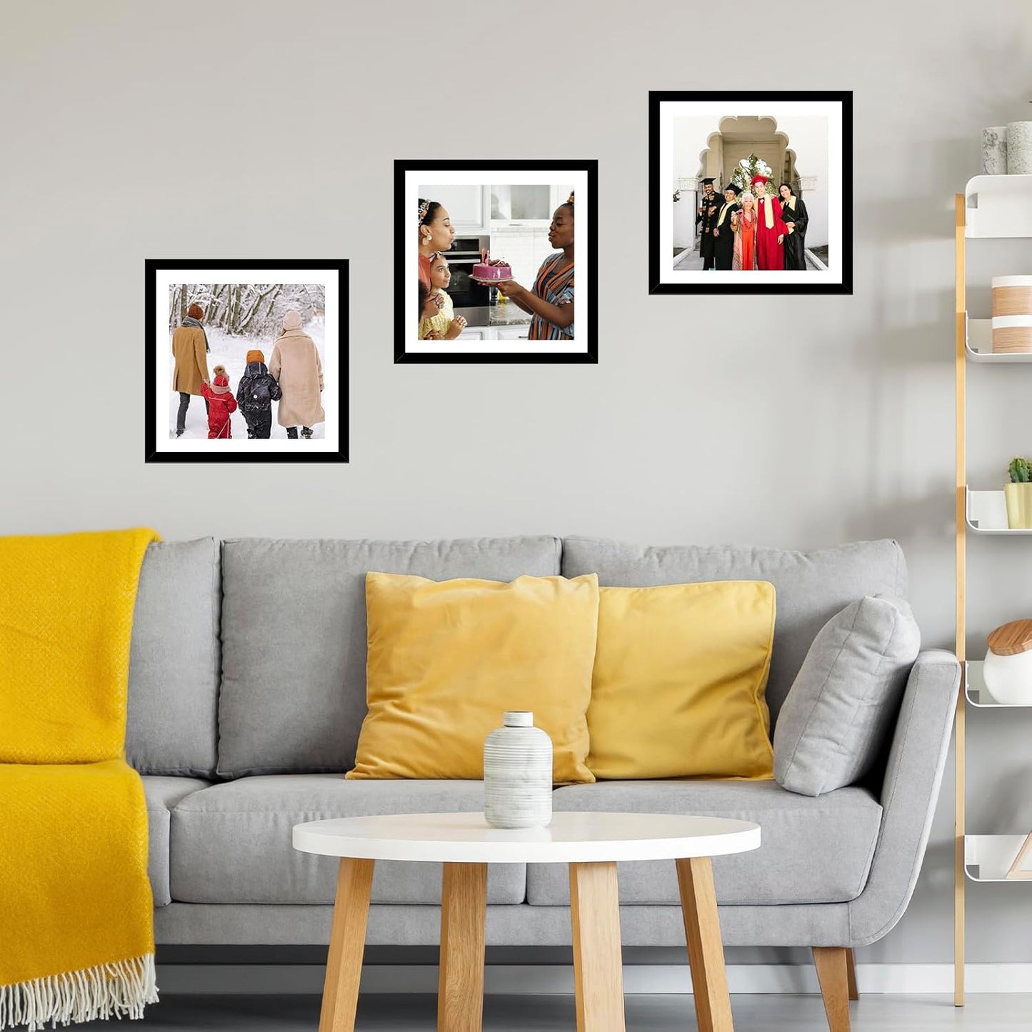 12X12 Picture Frame with Mat for 30 X 30Cm Diamond Art Painting, Display Photo 10X10 or 12 X 12 without Mat, Wall Hanging Large Frame with Plexiglass, Black