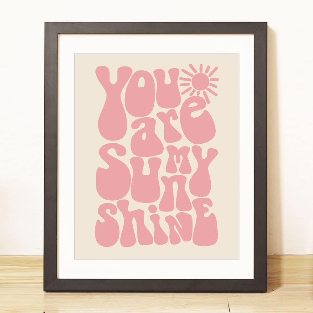 You Are My Sunshine, Girls Room Decor, Kids Room Decor, Nursery Print, Kids Bedroom, Boho Wall Art, Kids Boho Room, Pink, Unframed (11X14 INCH)