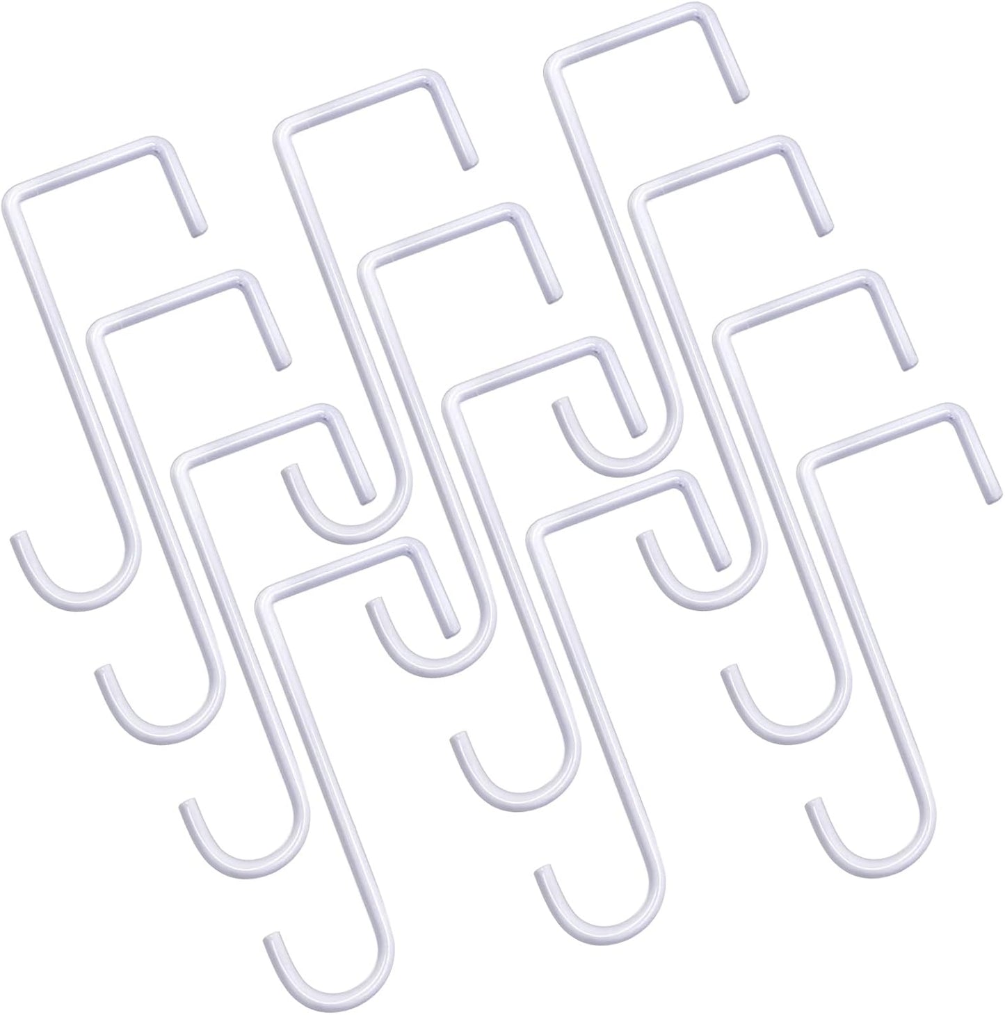 12-Pack Vinyl Fence Hangers - 2 x 6 Inch Patio Light Hooks, White Powder Coated Steel for Hanging Plants, Planters, Bird Feeders, and Lights