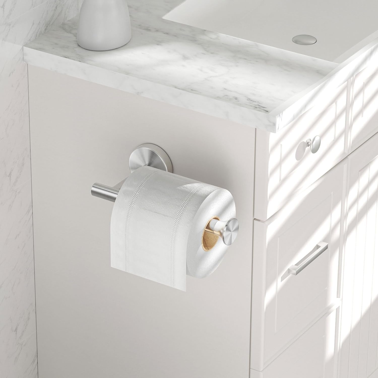 Toilet Paper Holder Silver Wall Mount Stainless Steel for Bathroom Kitchen Brushed Nickel