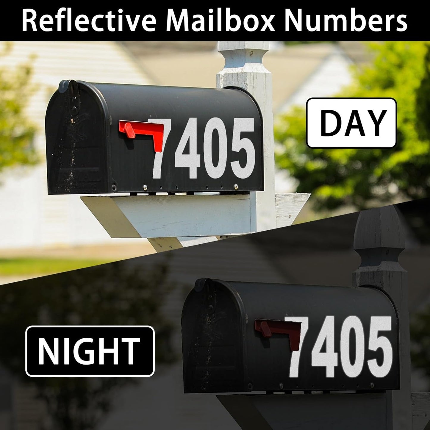 3 Inch Reflective Mailbox Numbers Sticker (0-9, 5 Sets) for Outside, Strong Self Adhesive Vinyl House Numbers for Mailbox, Signs, Door, Cars, Trucks, Home, Business, Address Number