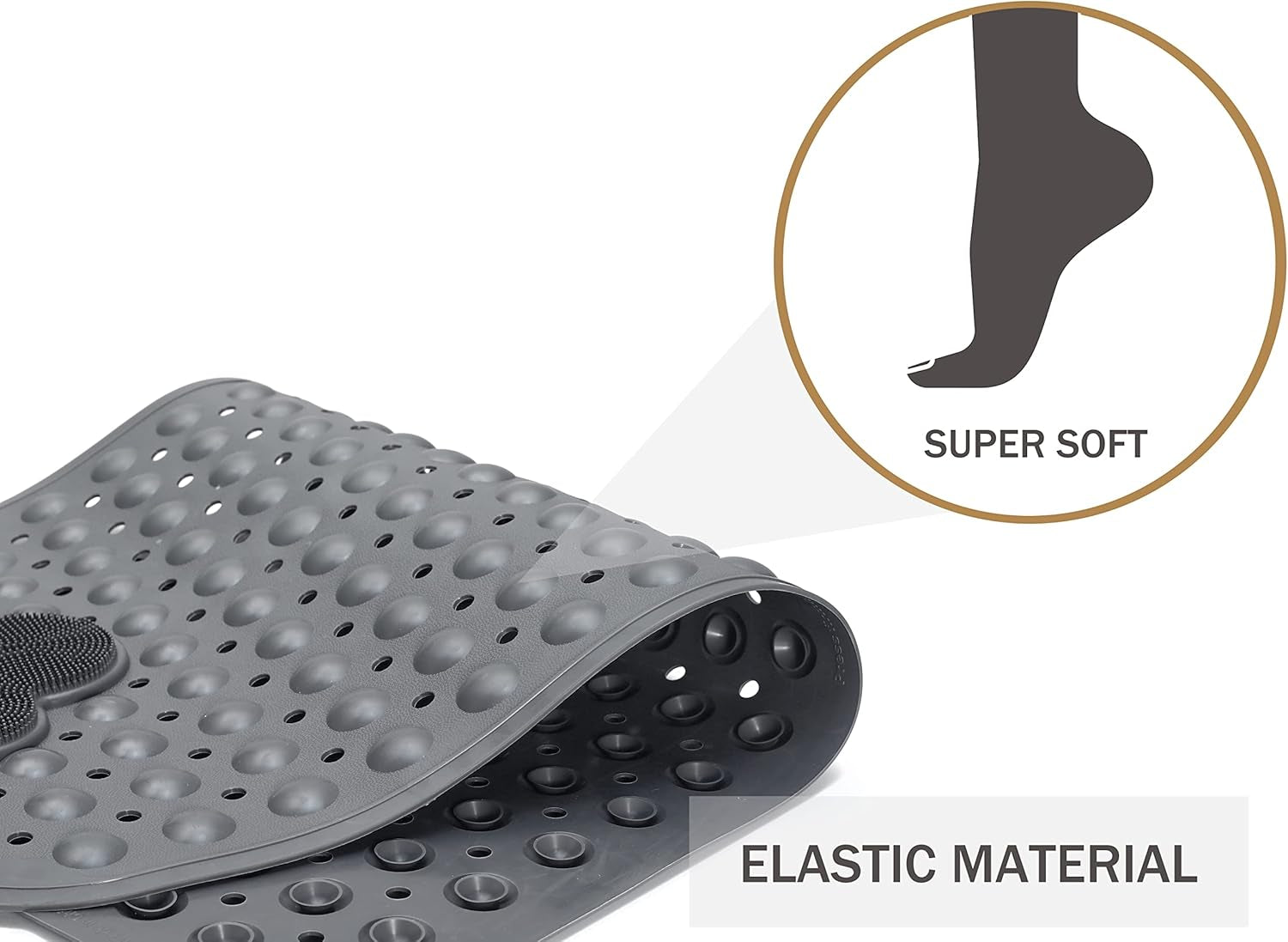 Bath Tub Mat Shower Mat Non Slip Bathtub Mats with Suction Cups Bath Mat for Tub Bathroom Mats 28" X 16" Machine Washable (Gray)