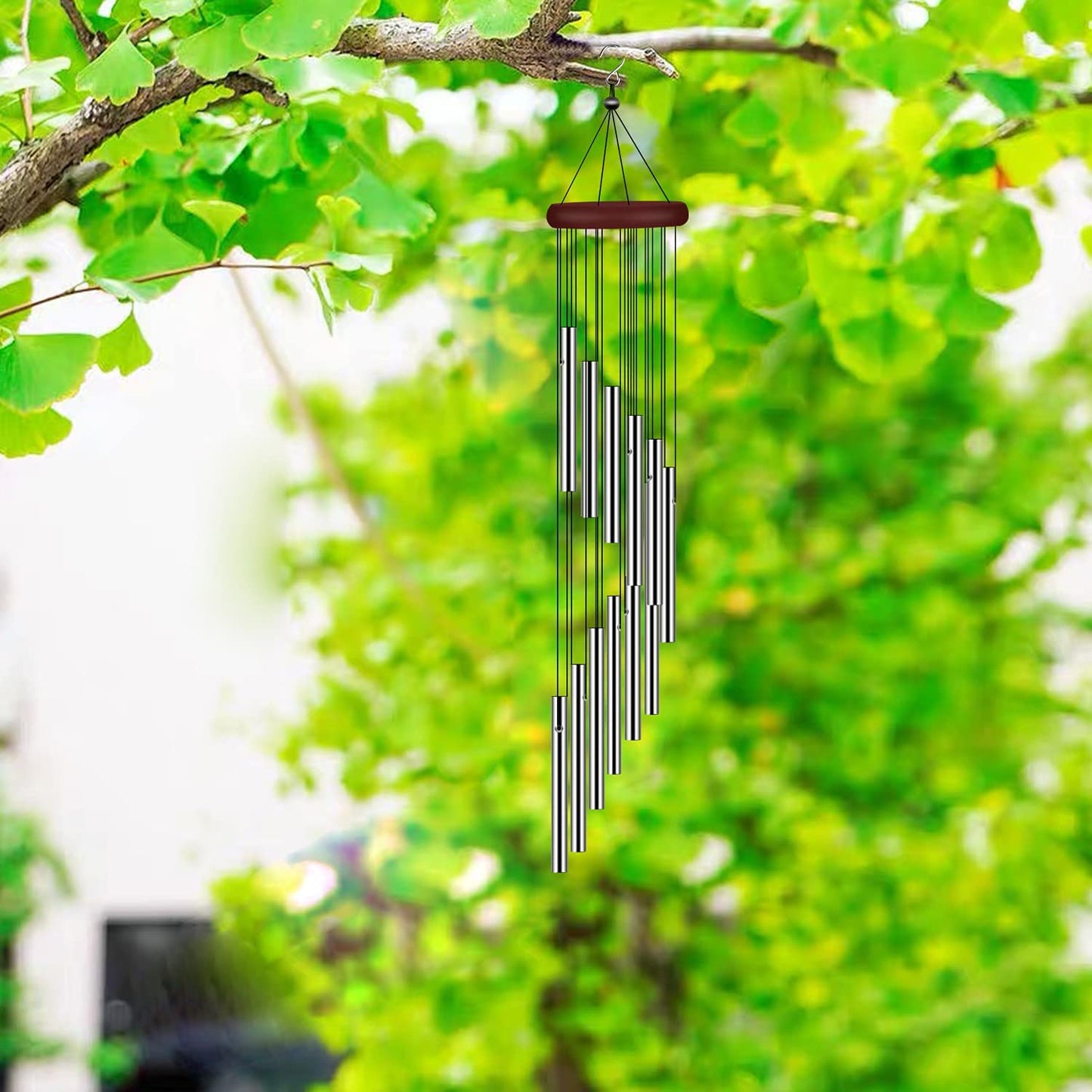 Wind Chimes for Outside, Sympathy Wind Chimes Outdoor Clearance with 12 Aluminum Alloy Tubes and Hook, Memorial Wind Chime Gift Decoration for Home, Patio, Garden, Outdoor