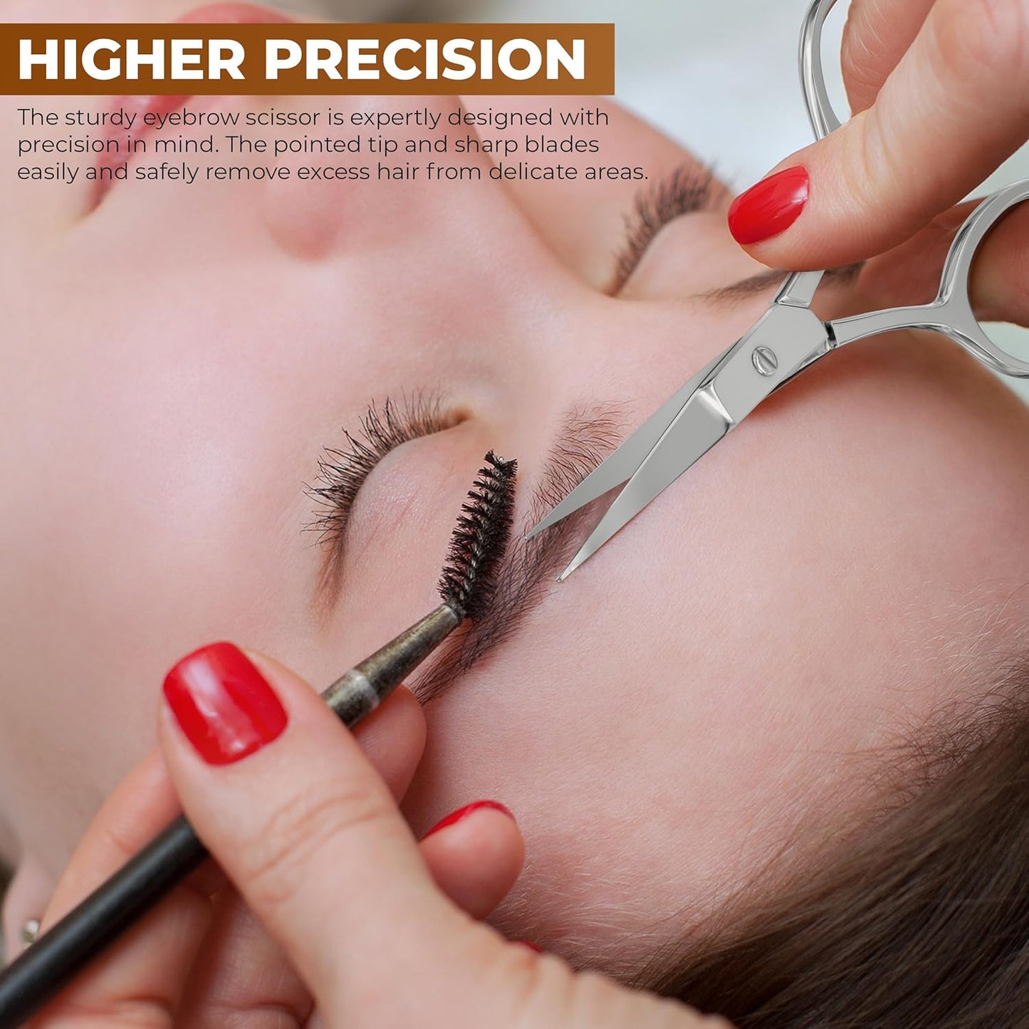 Eyebrow Scissors, Professional Stainless Steel Small Shears for Men and Women Cuticle Nail Scissors, Nose Hair Scissors for Grooming Mustache, Beard, Eyelashes, Ear Hair Trimming, Silver
