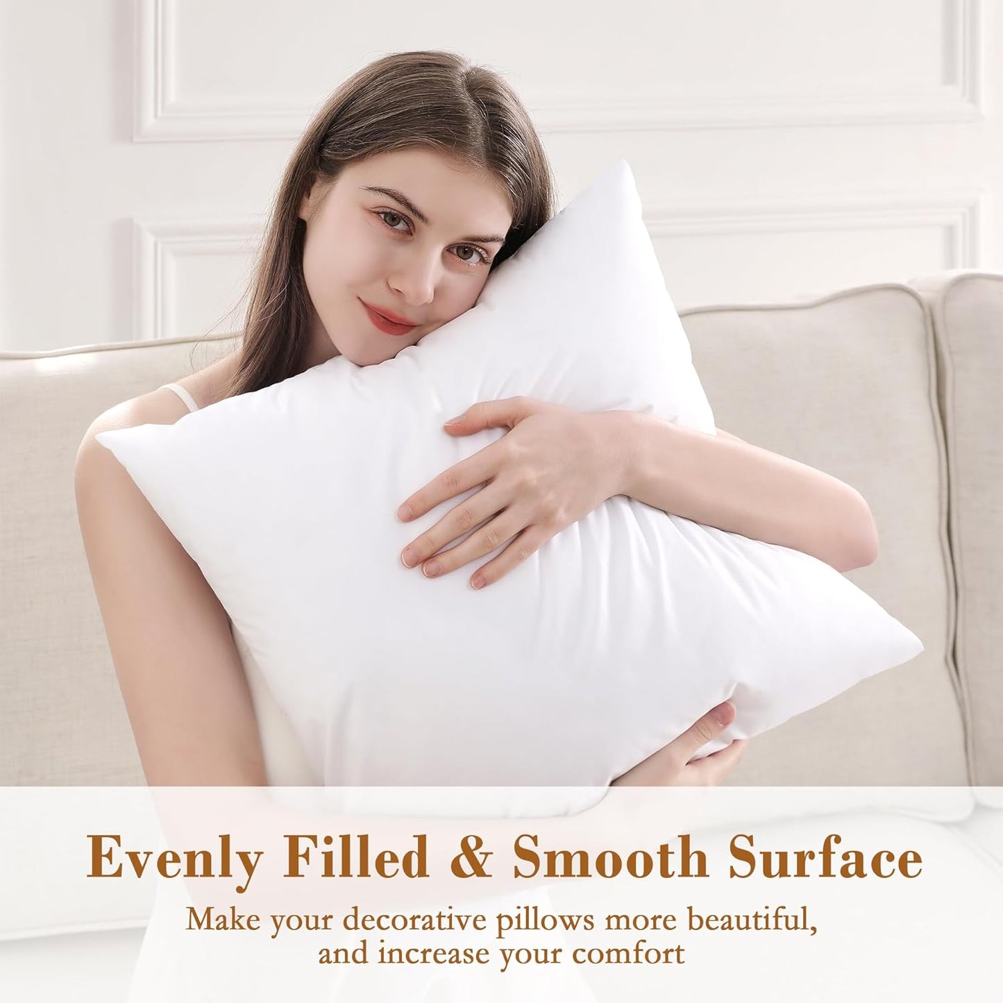 ® down Alternative Throw Pillow Inserts, 12X12 Pillows for Sofa, Bed and Couch, Set of 2