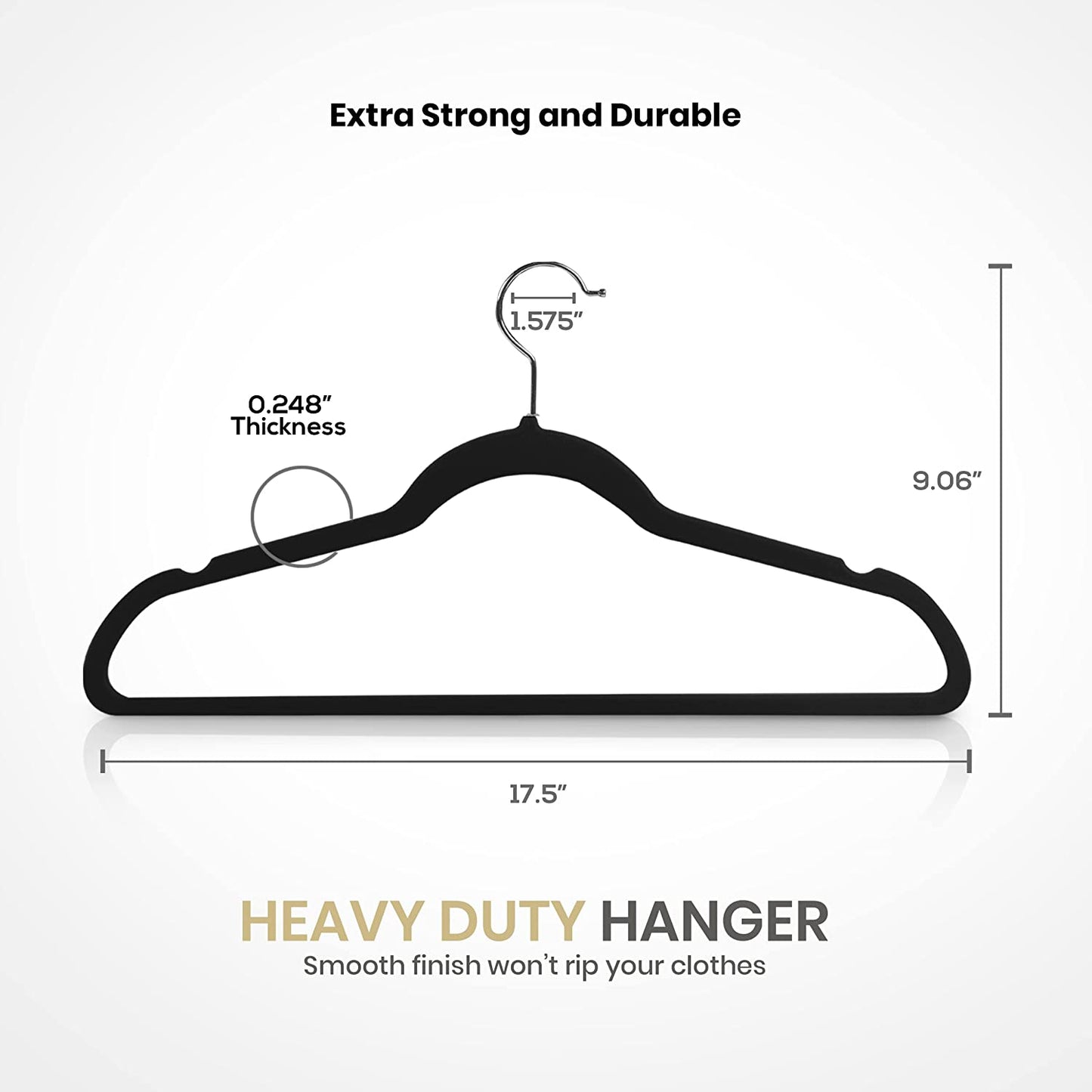 Velvet Hangers 50 Pack - Non-Slip Suit Hangers with 360 Degree Rotatable Hook - for Pants, Coats, Shirts & More (Black)