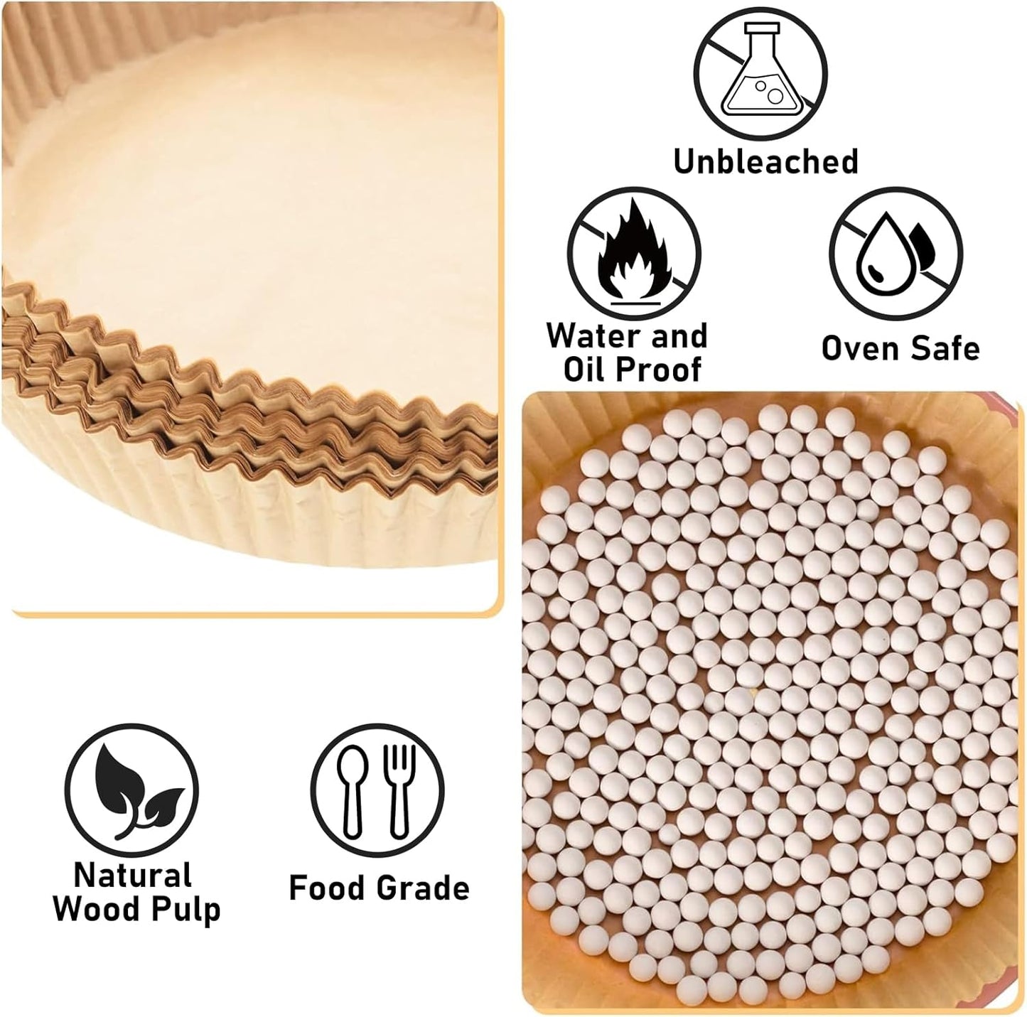 100Pcs Parchment Paper for Pie Weights and Pans, Pie Crust Weights for Blind Baking Blind Protector Pie Making Accessories