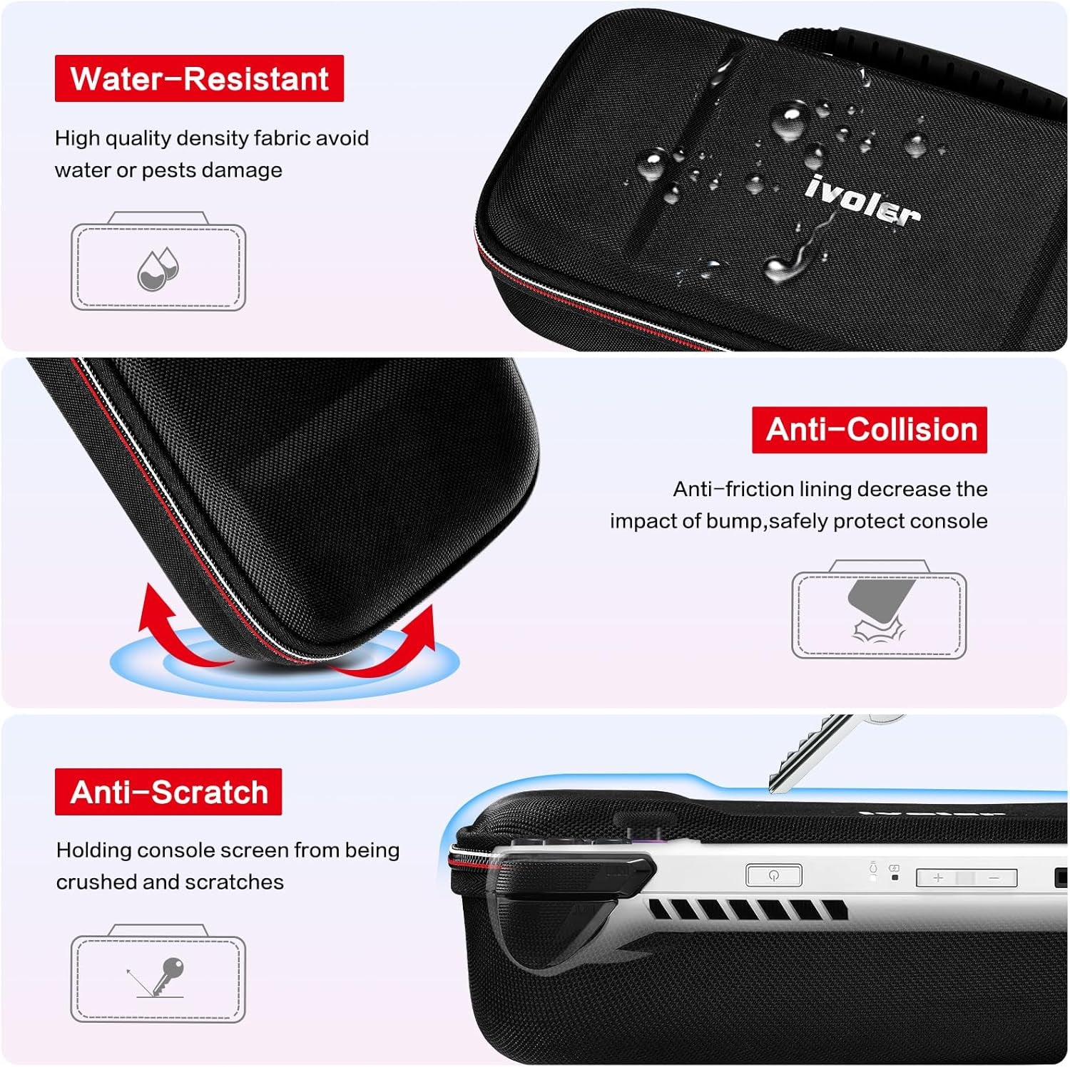 Carrying Case for Nintendo Switch 2 (2025)/Asus Rog Alloy 7''2023/Asus Rog Ally X 2024, Portable Hard Shell Pouch Travel Bag, Built-In Gaming Charger Dock Storage, Holds Game Cartridge - Black