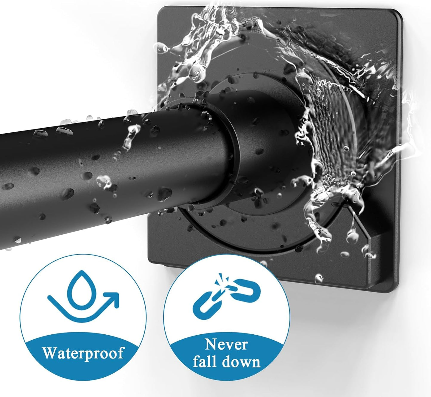 2 Pack Black Shower Curtain Rod Holders,Tension Curtain Rod Bracket No Drilling, Adhesive Shower Rod Holders| Shower Curtain Rod Not Included