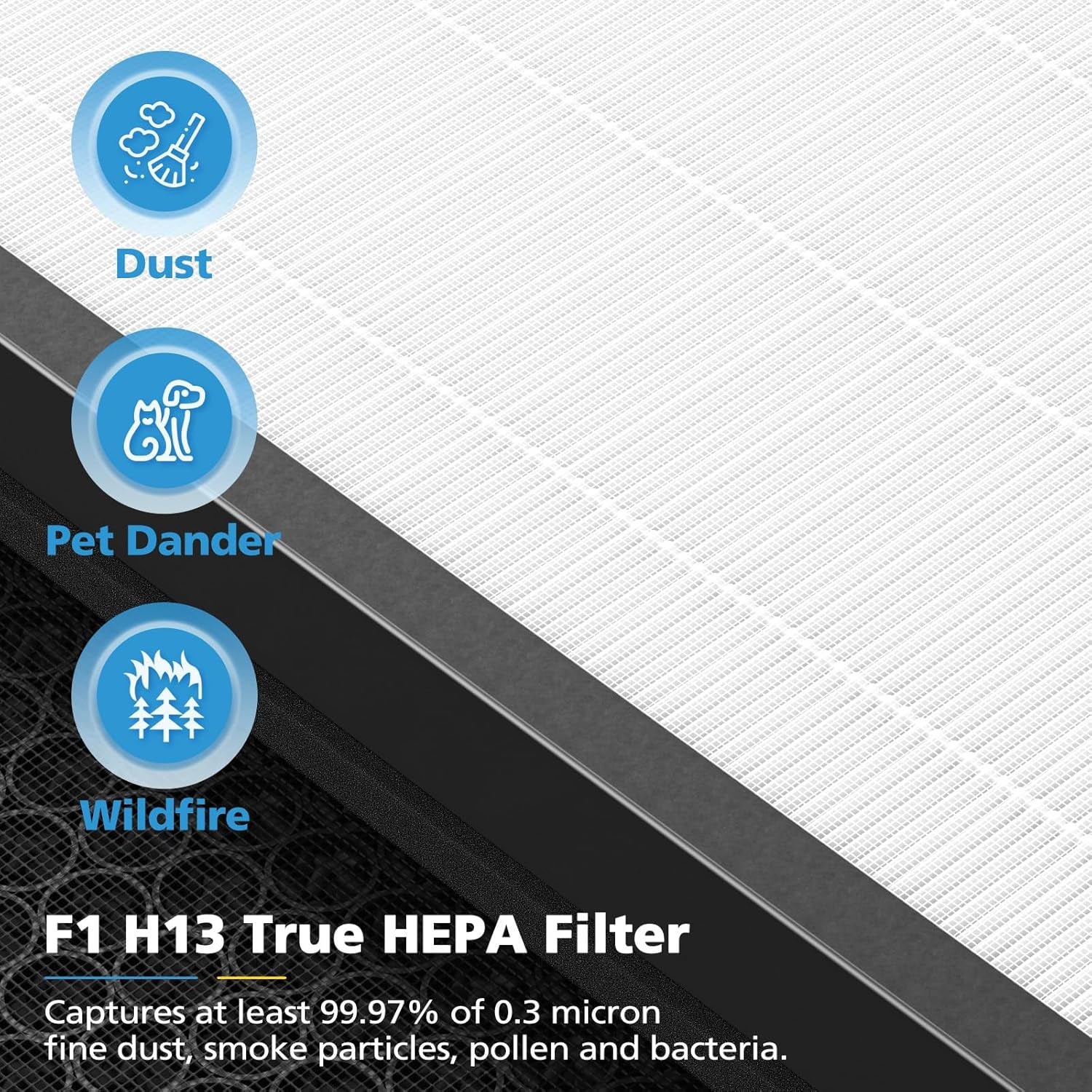 2 Pack F1 Replacement Filter for AMEIFU F1 Air Purifier, Double-Sided Air Purifier Filter for Home Large Room up to 2200 Sq Ft, H13 True HEPA and Activated Carbon, Replace Part #F1F