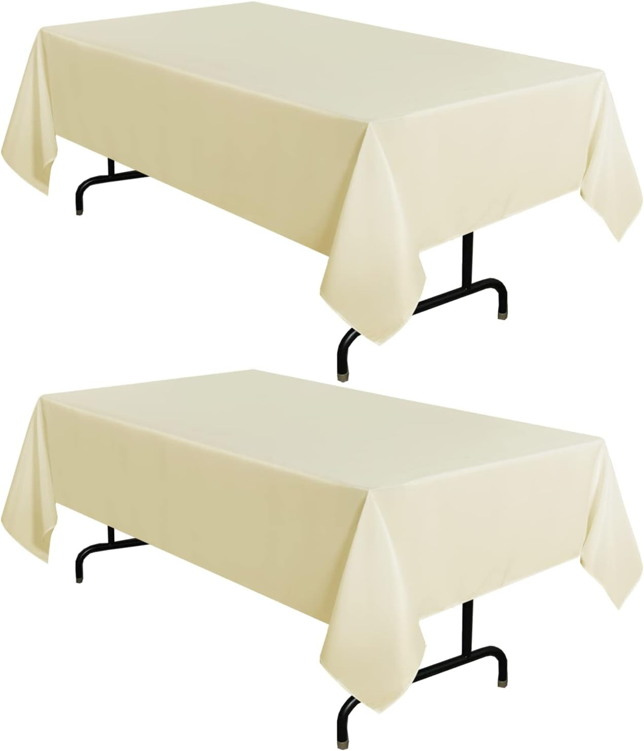 2 Pack Beige Tablecloth 60 X 102 Inch, Rectangle 6 Feet Table Cloth - Stain and Wrinkle Resistant Washable Polyester Table Cover for Dining Tables, Buffet Parties and Camping