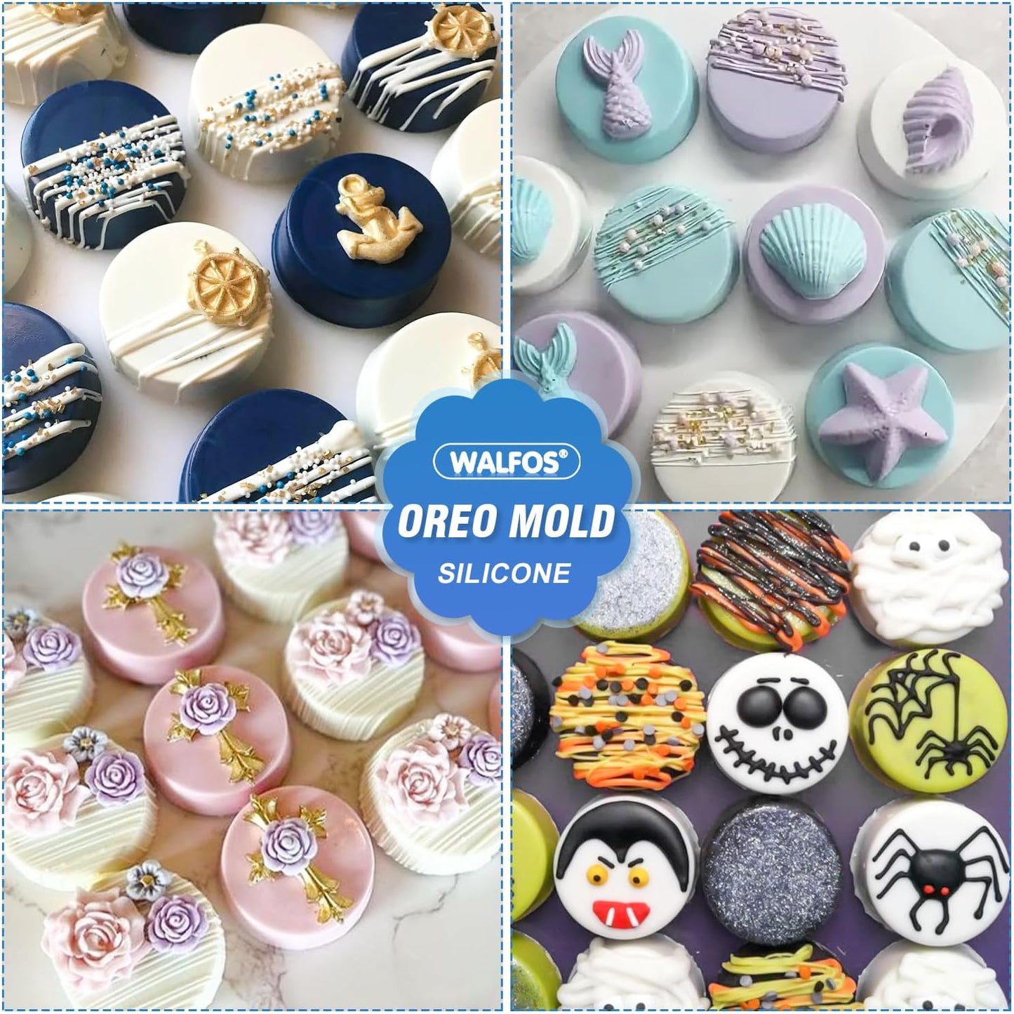 Silicone Oreo Cookie Mold, round Cylinder Chocolate Covered Oreos Molds, BPA Free and Non-Stick, Perfect for Cookies, Oreos, Candy, Soap, Cupcake, Pudding, Jello, Set of 3