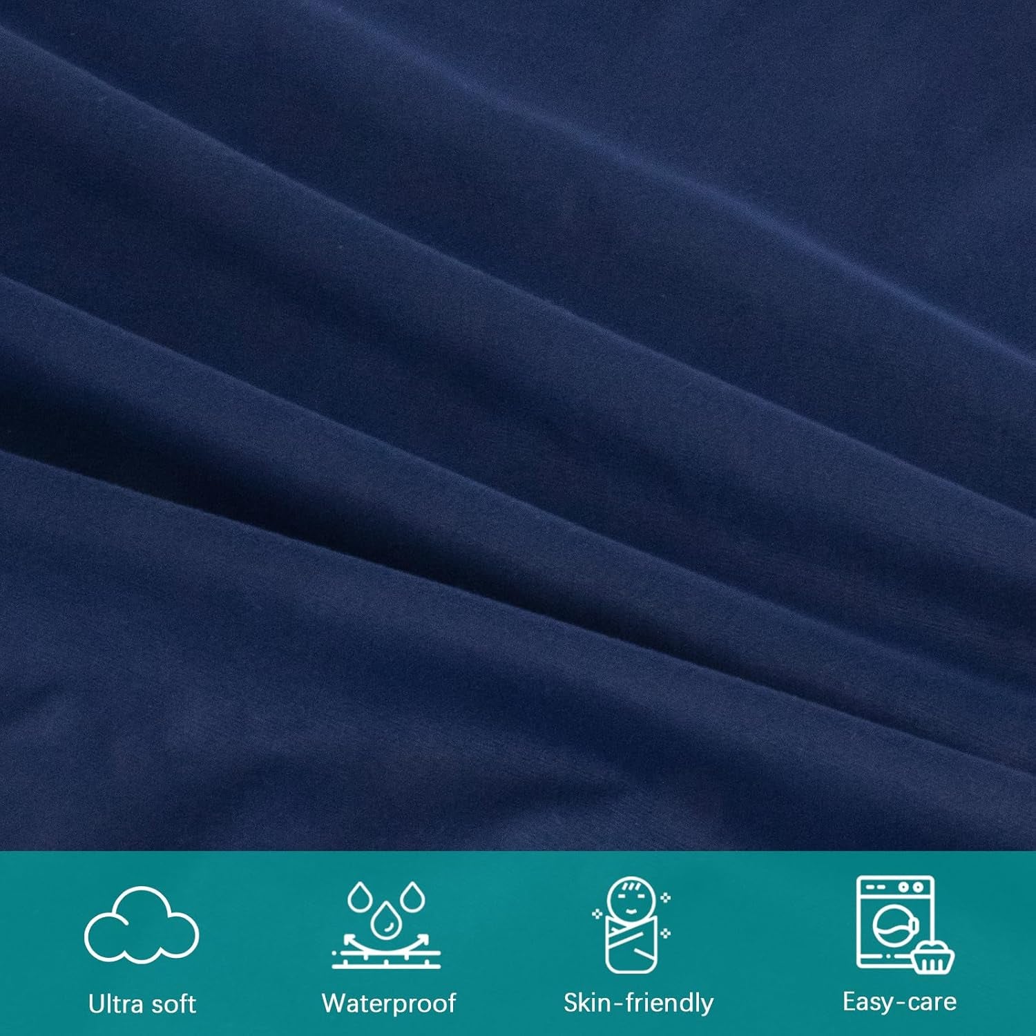 Changing Pad Cover Waterproof, 2 Pack Diaper Change Table Sheets for Baby Boys Girls, Fitted Cradle Sheets for 32"X16" Contoured Pad, Breathable & Ultra Soft, Navy