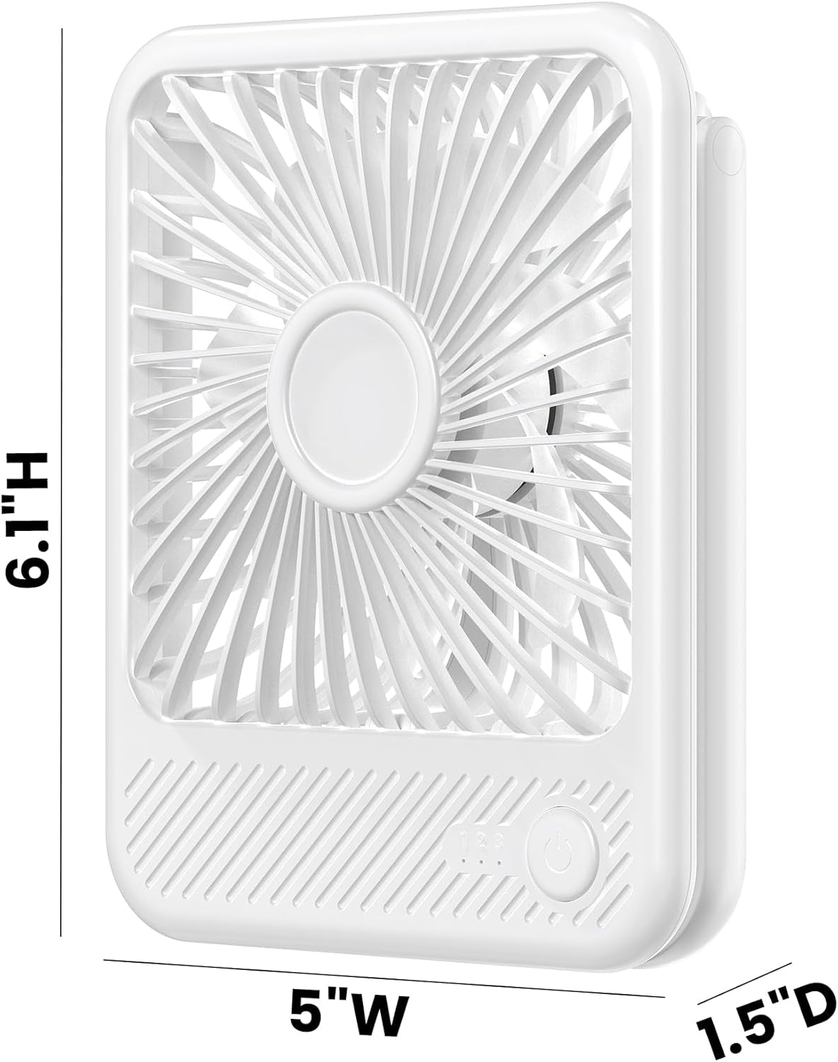 USB Desk Fan, Strong Wind Ultra Quiet Small Personal Fan with 180° Tilt Folding and 3 Speeds Adjustable, USB-C Corded Powered Mini USB Fan for Office Desktop Bedroom White, NO BATTERY