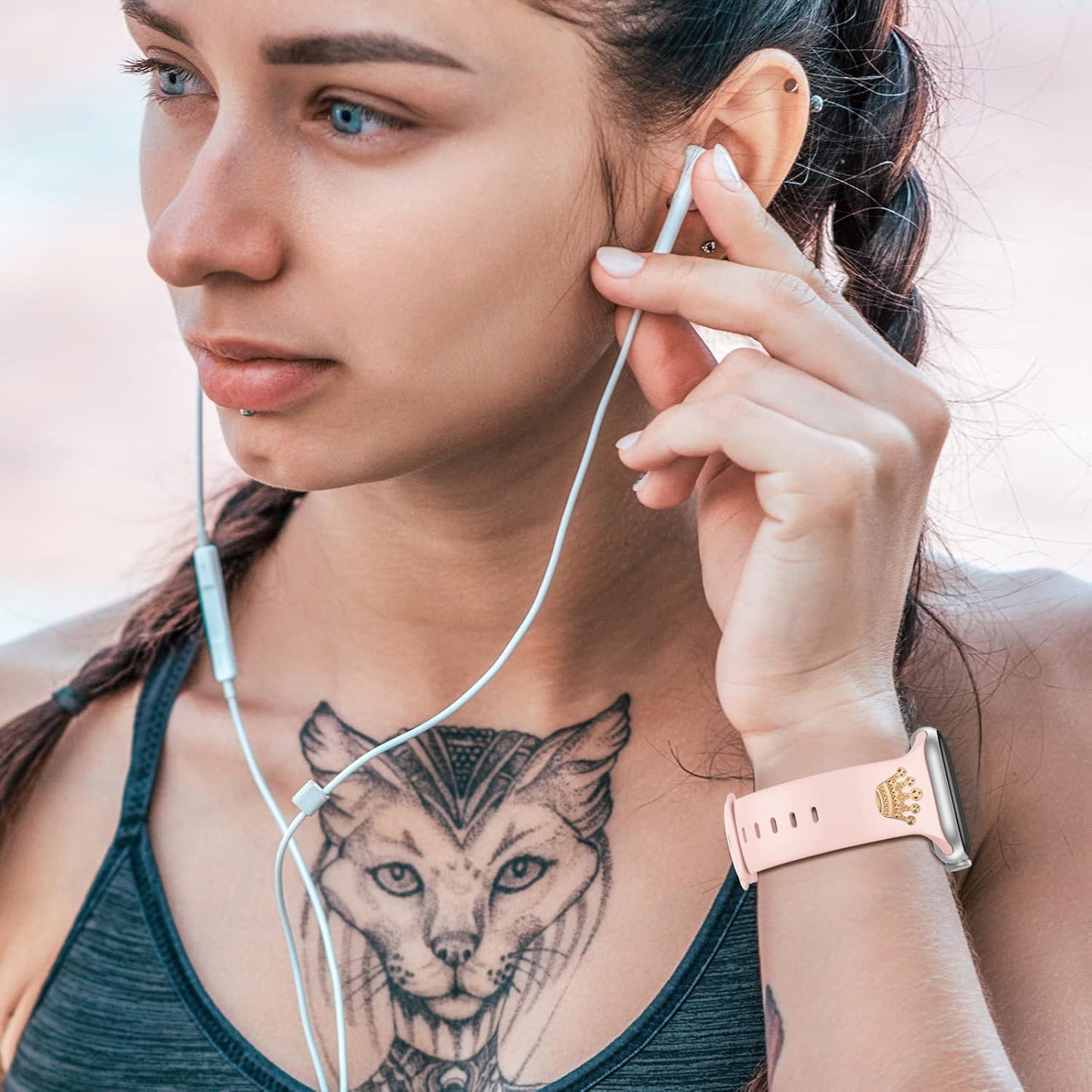 Designer Silicone Watch Bands with Studs Compatible with Apple Watch Band 38Mm 44Mm 40Mm 45Mm 41Mm 42Mm 46Mm 49Mm, Sport Straps Decorative Charms Nails for Iwatch Ultra/2/3 SE/3 Series 11/10/9/8/7/6/5/4/3/2/1