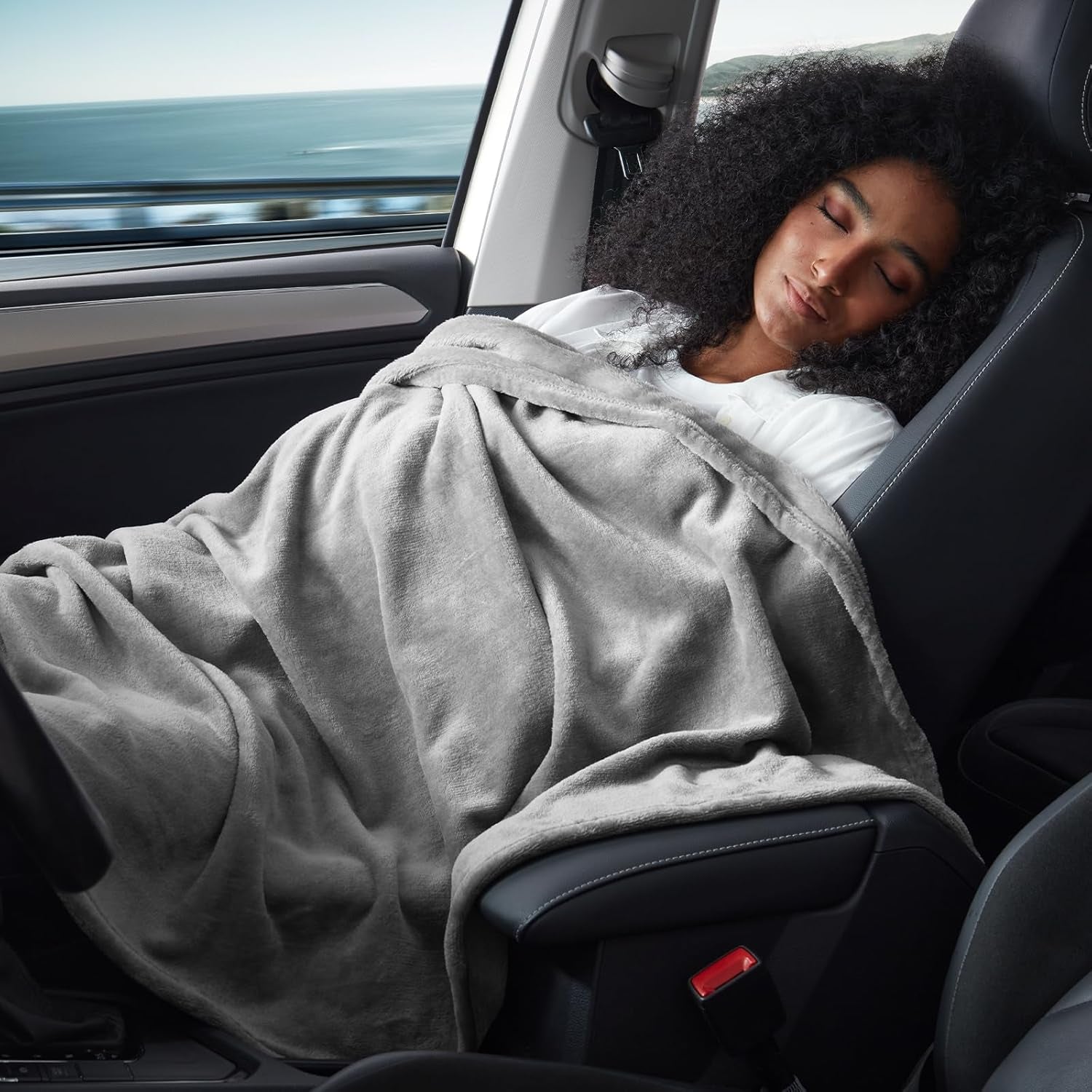 2-in-1 Travel Blanket and Pillow Set, Soft Flannel Airplane Throw with Luggage Strap, 65x40 Inches, Portable Compact Design with Carry Bag, Perfect for Travel Comfort