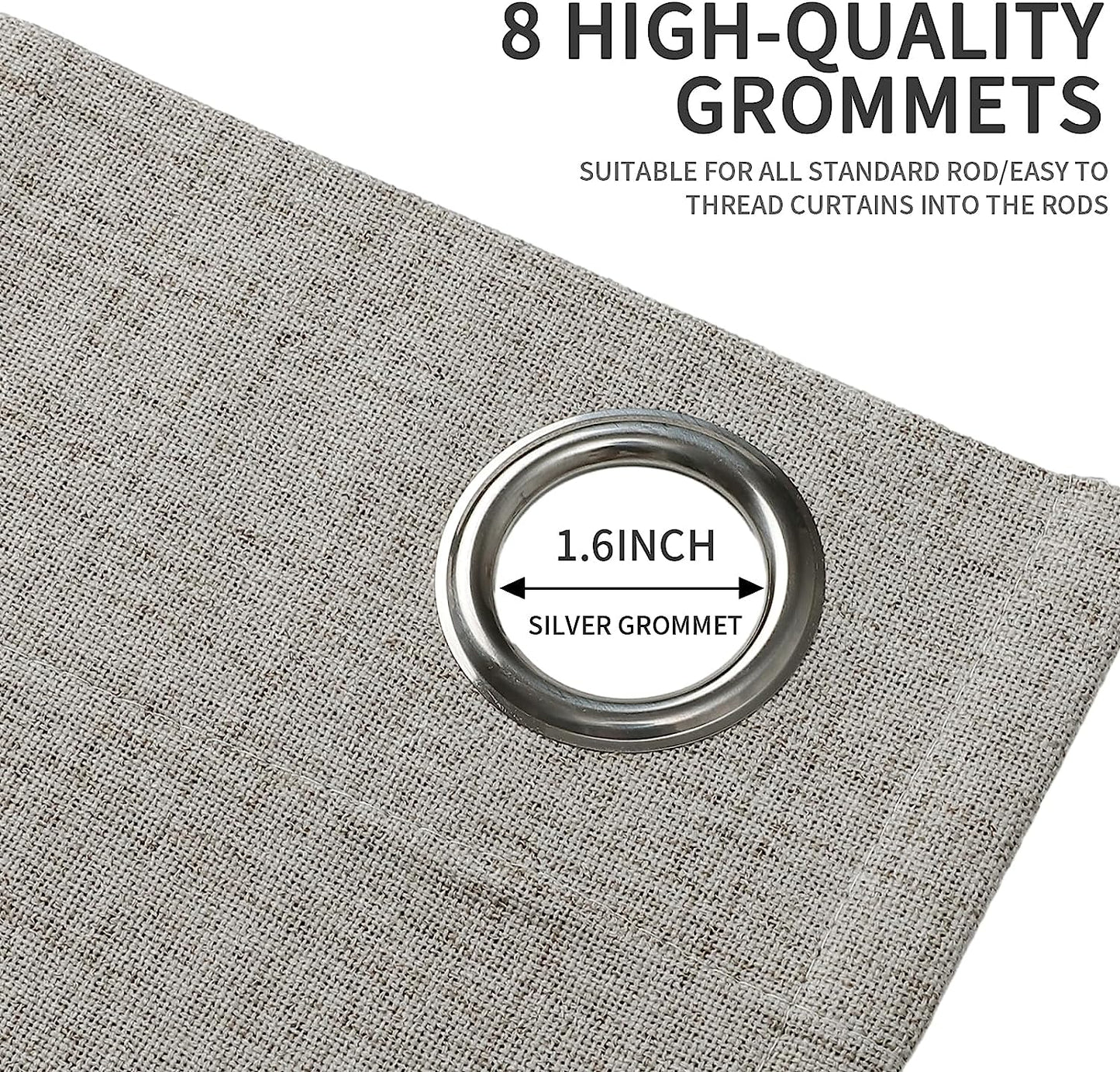 63-Inch Blackout Curtains Set of 2 Panels, Room Darkening Grommet Drapes, Textured Thermal Greyish White Curtains for Living Room and Bedroom (42x63 Inch)