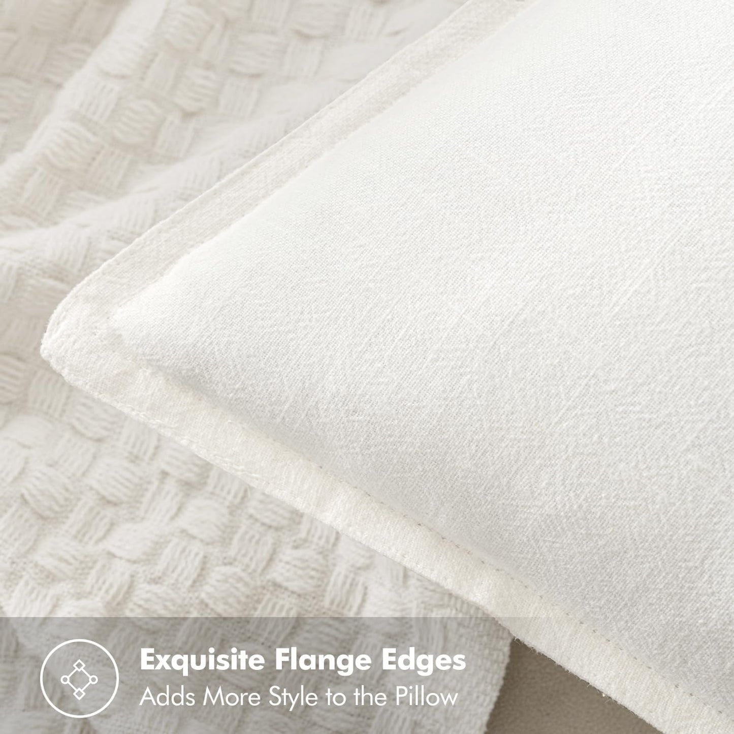 Decorative Linen Pillow Covers 18X18 Inch Cream White Boho Farmhouse Neutral Couch Throw Pillows Christmas for Bed Pack of 2 Accent Modern Pillowcase Sofa Livingroom Home Decor