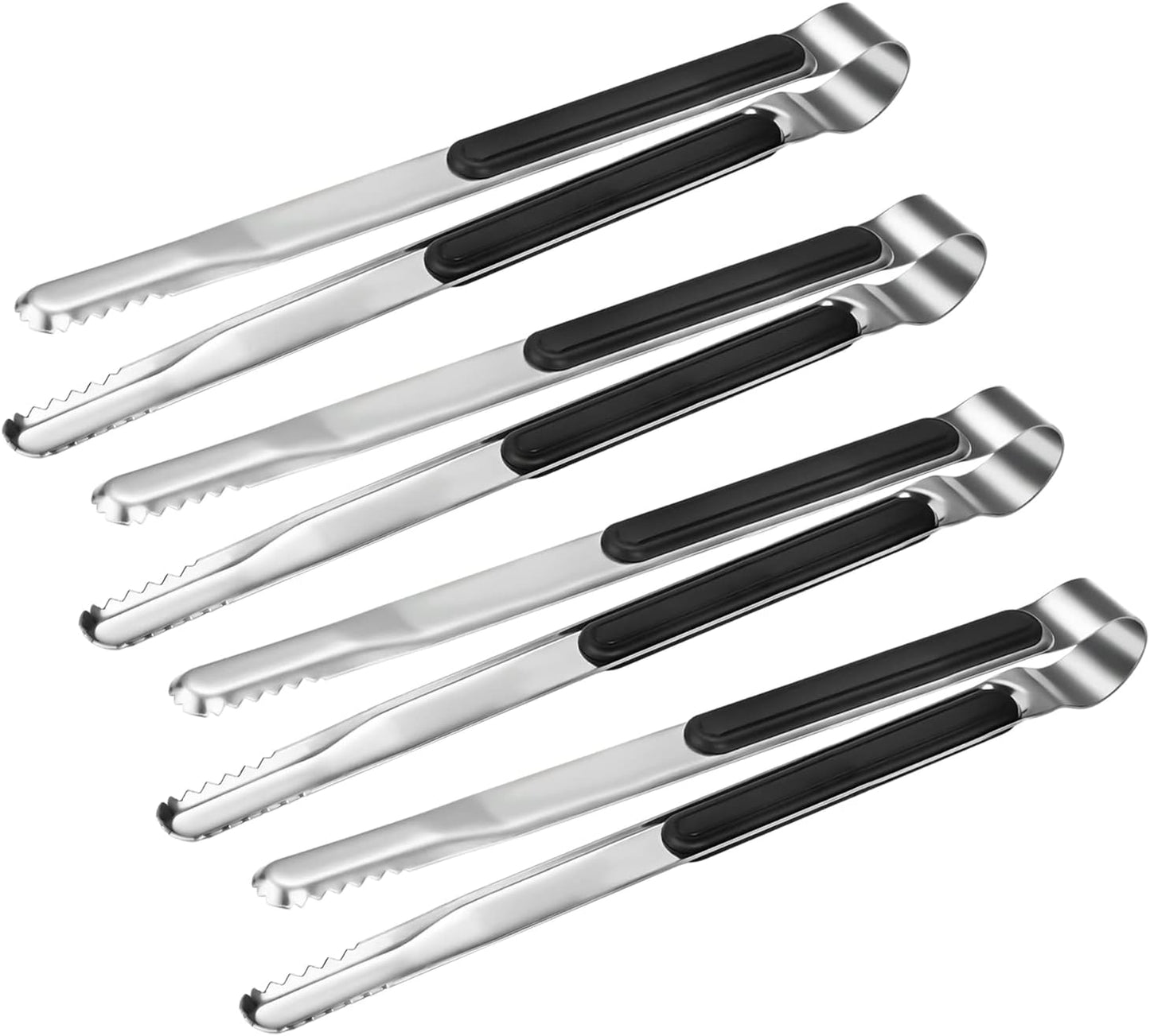 4 Pack Premium Stainless Steel Kitchen Tongs, Serving Tongs for Cooking, Metal Food Tongs with Non-Slip Grip, Heat Resistant Grill Tongs 10 Inch