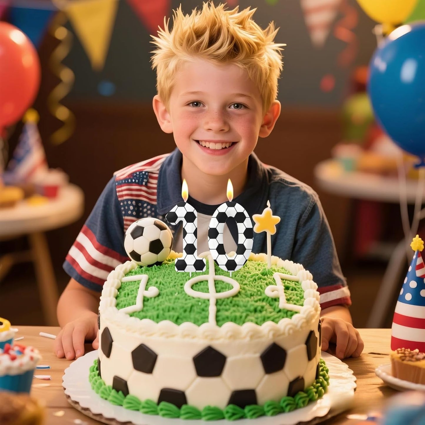 Birthday Number Candles, Soccer Number 9 Birthday Candles for Cake, Soccer Birthday Candles Cake Cupcake Topper for Kids Adults Party Anniversary Supplies