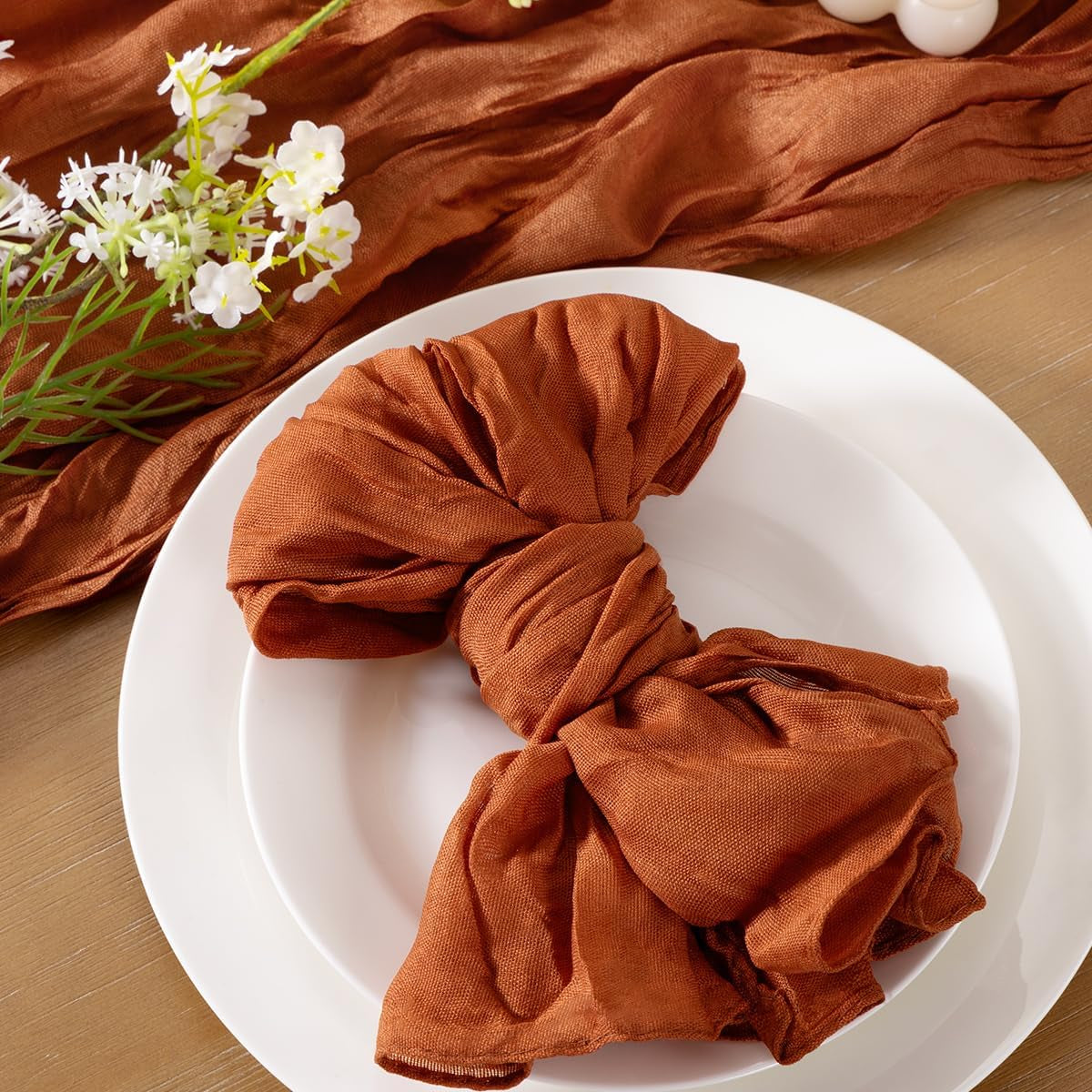 Terracotta Cheesecloth Napkins Fall Burnt Orange Thanksgiving Cheese Cloths Gauze Set of 10 Boho Washable Dinner Table Napkins for Wedding Party Baby Shower Birthday Party Decor